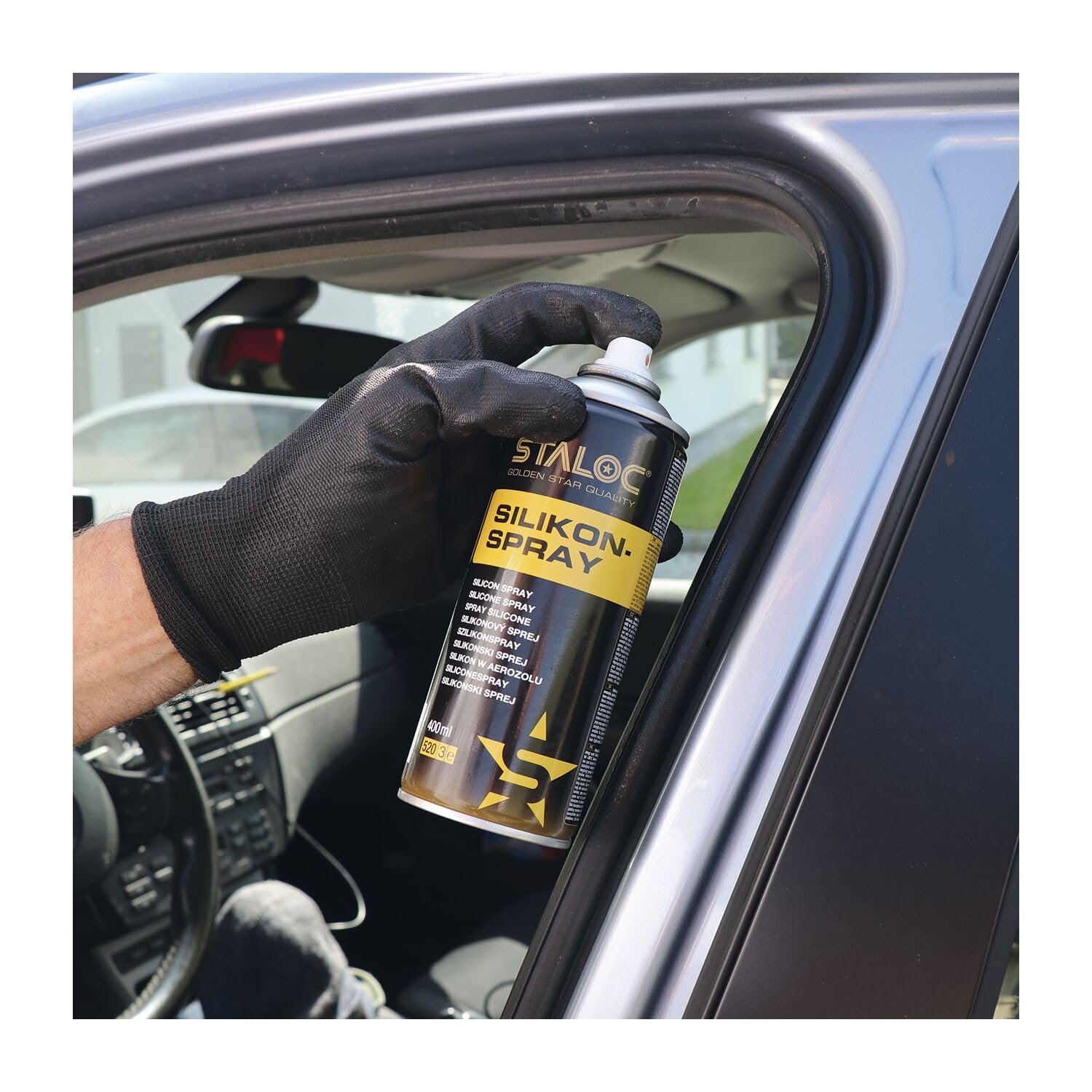 Staloc Silikonspray - ideal für die Gummipflege und Auto Kunststoffpflege, 3in1 Schmier-, Gleit- und Trennmittel, transparent 400ml - 3 Stück