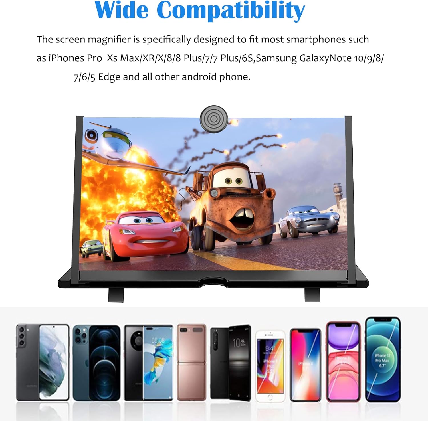 18" Screen Magnifier for Mobile Phone,3D HD Cell Phone Magnifying Projector Screen Enlarger for Movies, Videos, and Gaming,Foldable Phone Stand with Screen Amplifier,Supports All Smartphones (Black)