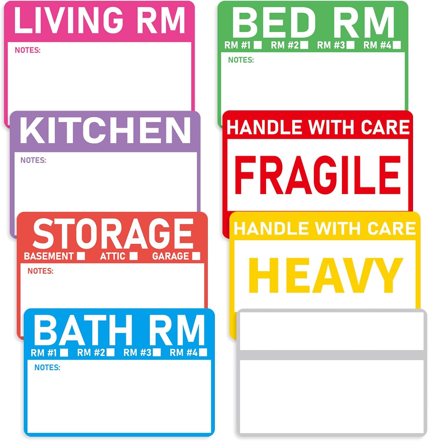 320 Count Home Moving Labels- 3 x 2 inches, Removable Packing Box Stickers, 8 Designs Waterproof Color Coded Moving Stickers with Fragile and Blank Labels - Image 9