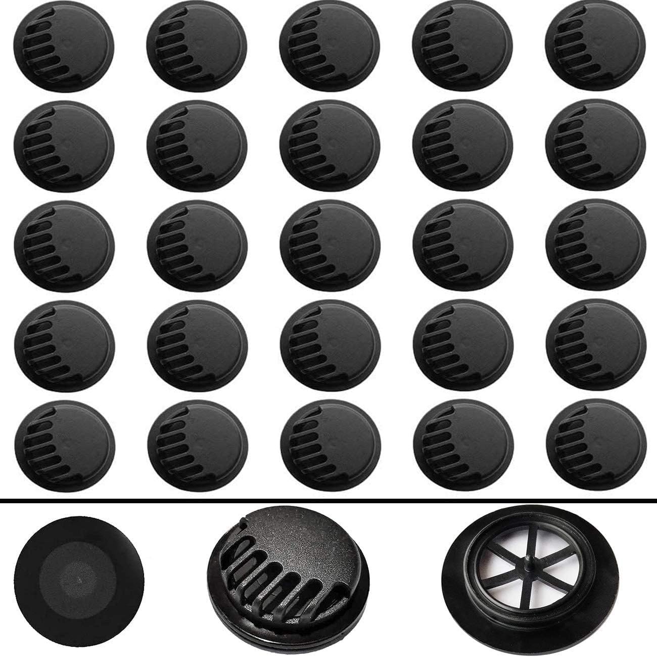 20pcs Breathable Anti-Dust Cover Valve Haze Anti-Pollution Air Breathing Filter Accessories, Flux Valves, DIY Handmade Sewing (black)