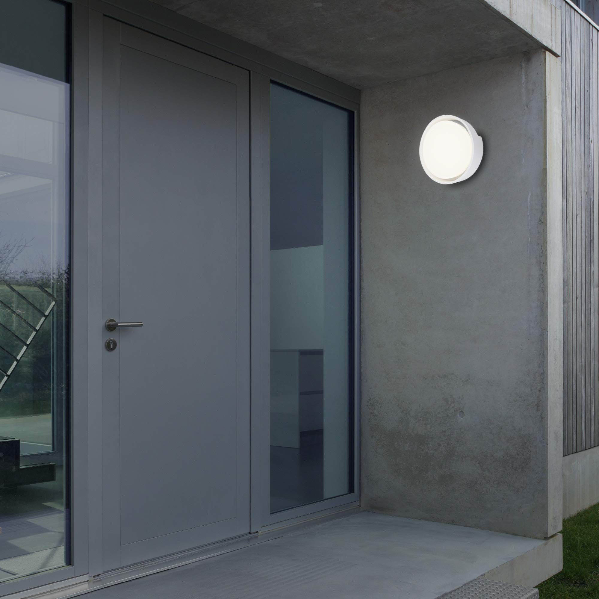 BRILONER Leuchten 3019-016 - Lampada a LED per esterni, IP44, 18 Watt, 1500 lumen, 4.000 Kelvin, bianco, 220 x 68 mm (DxH), colore: Bianco