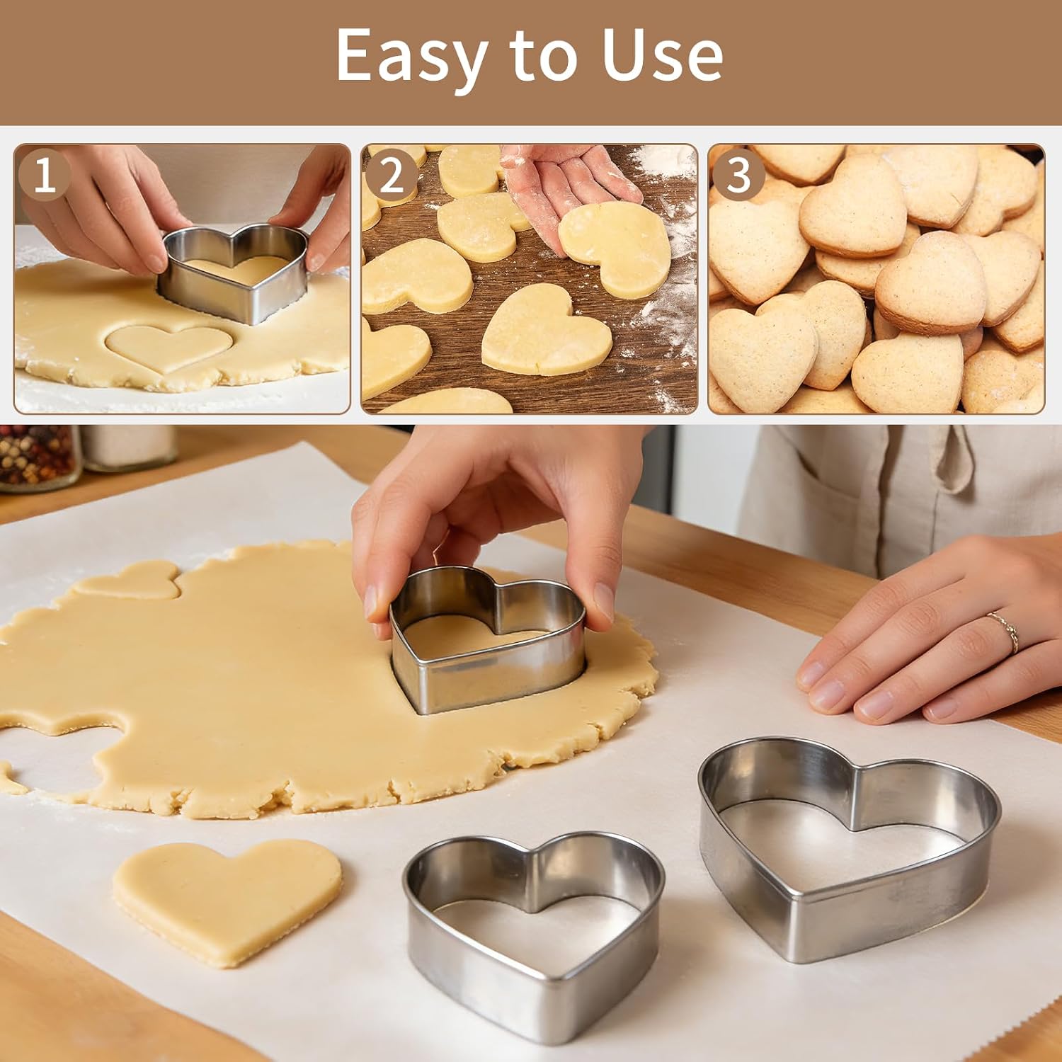 5 Pcs Heart Cookie Cutter,Heart Shaped Cookie Cutters for Baking