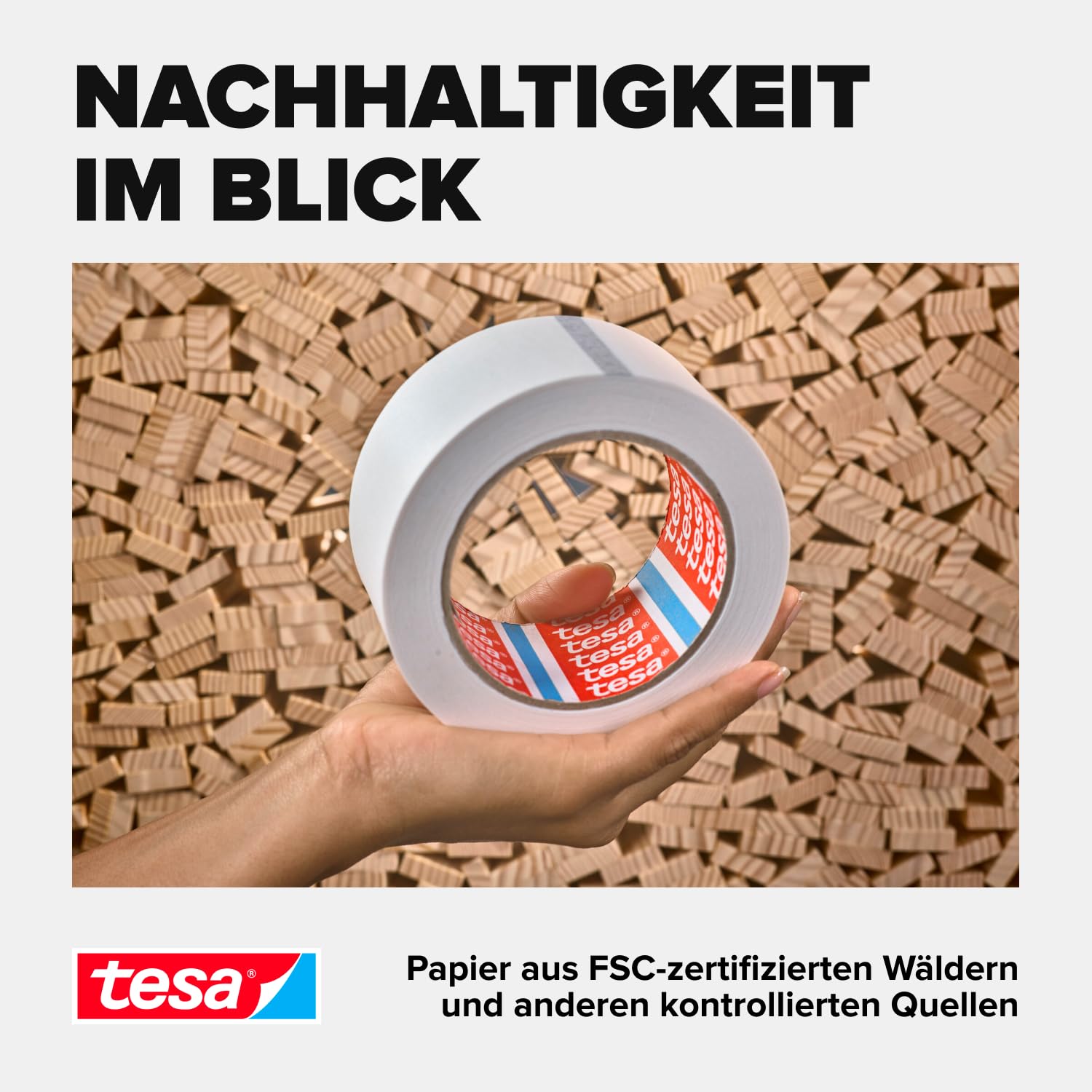 tesa tesapack 4313 Papier Paketband im 6er Pack - Klebeband zum Verpacken von Paketen und Kartons - weiß - 6 Rollen je 50 m x 50 mm