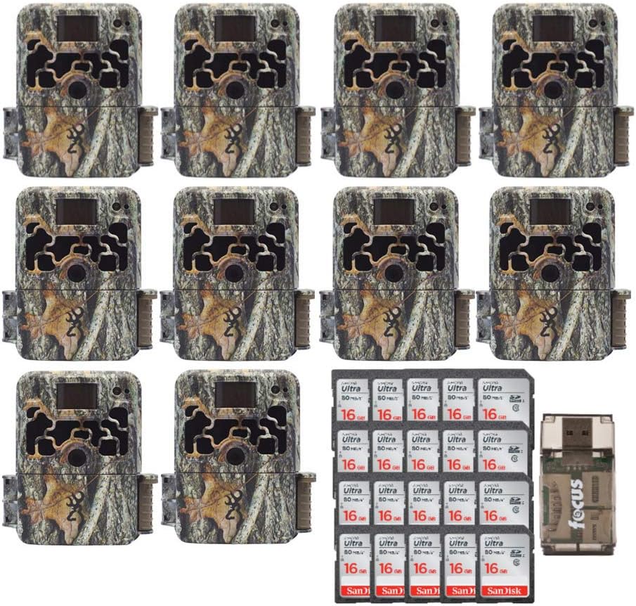 Browning Ten Trail Cameras Dark Ops Extreme 16MP Game Camera (10-Pack) Bundle with 16GB Cards (20-Pack) and USB Card Reader
