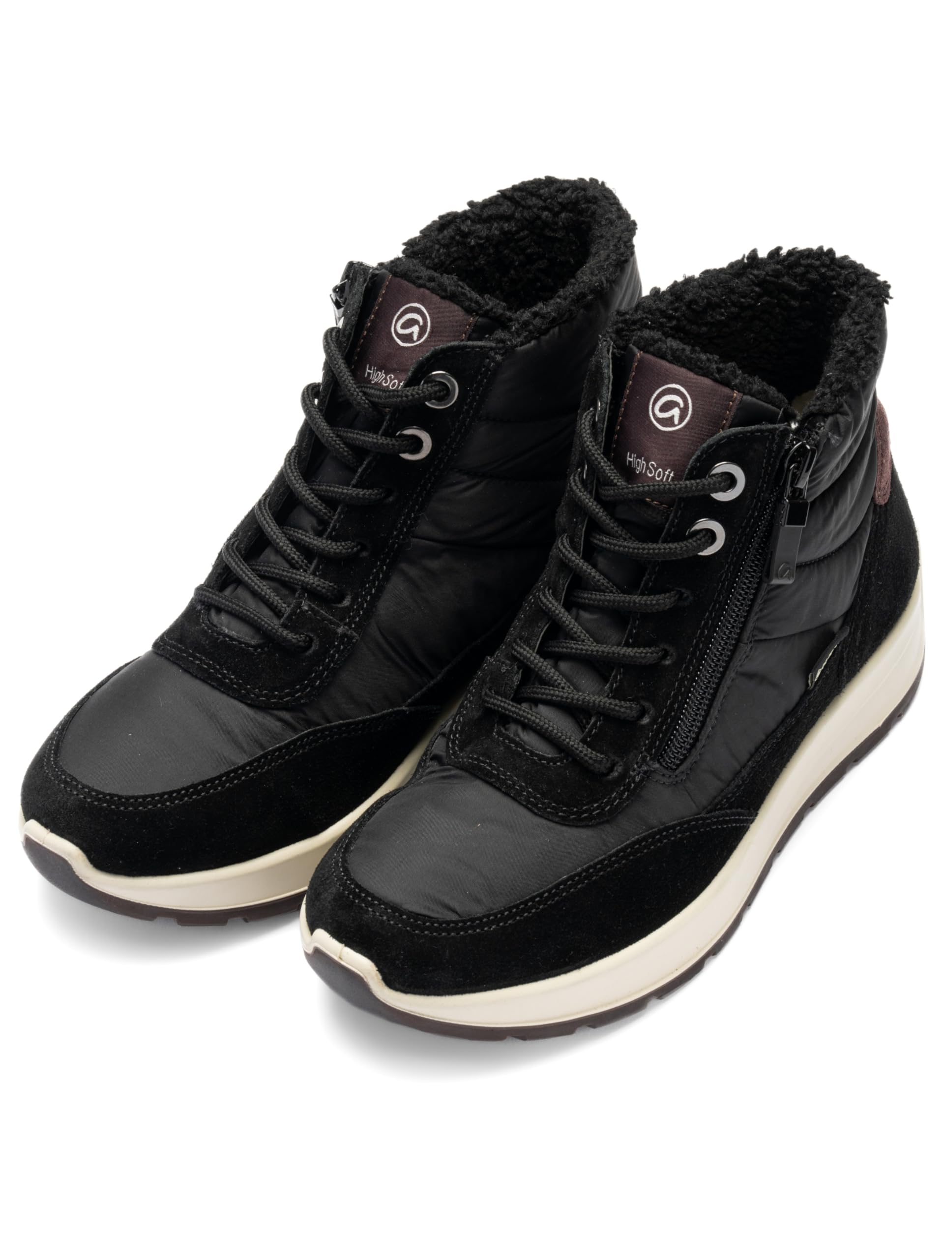 ARA Damen Schnürstiefelette New York schwarz,Amarone