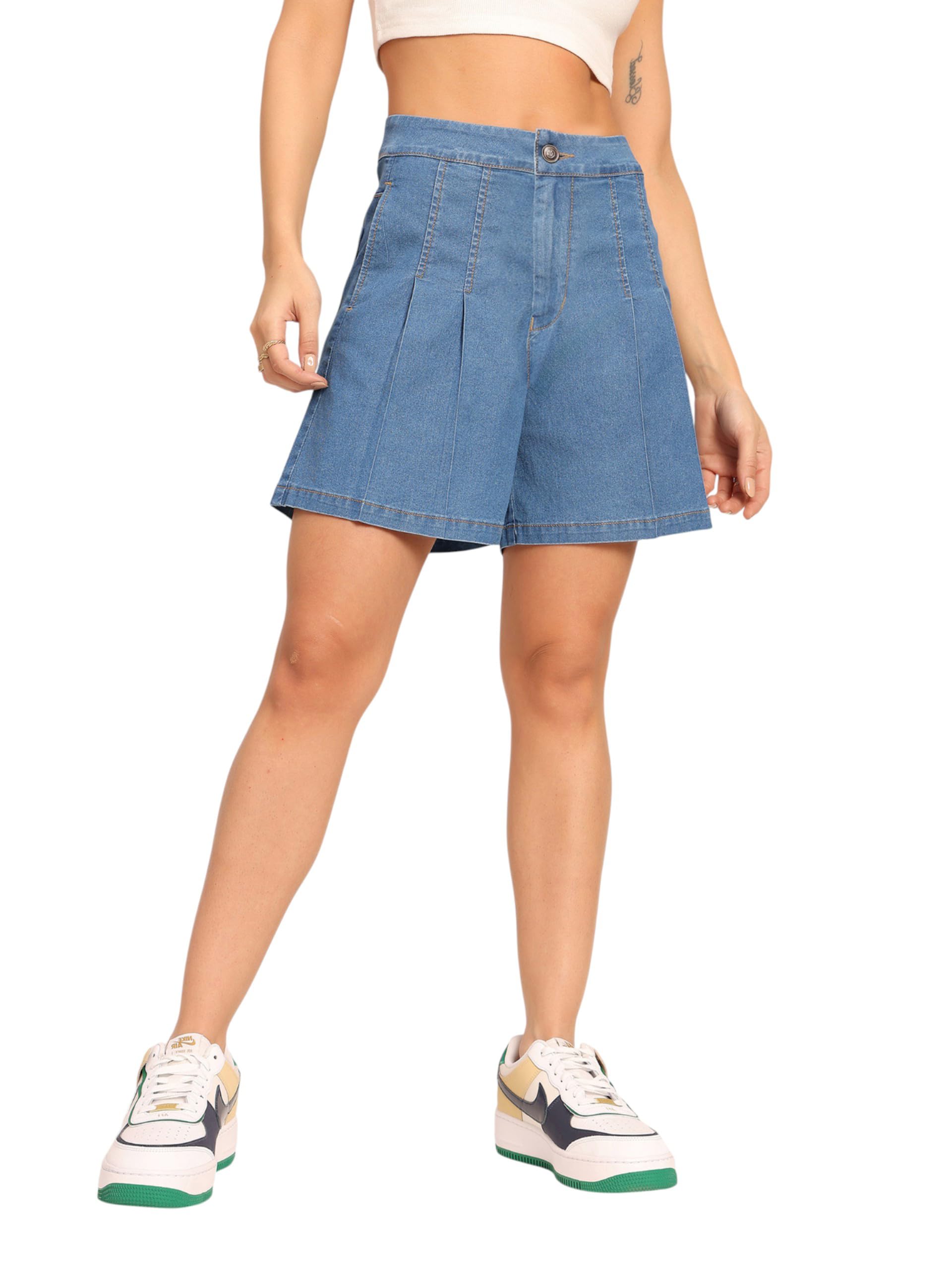 dolce crudo Women's Flared High-Rise Stretchable Denim Maxi Skirt-picture-29