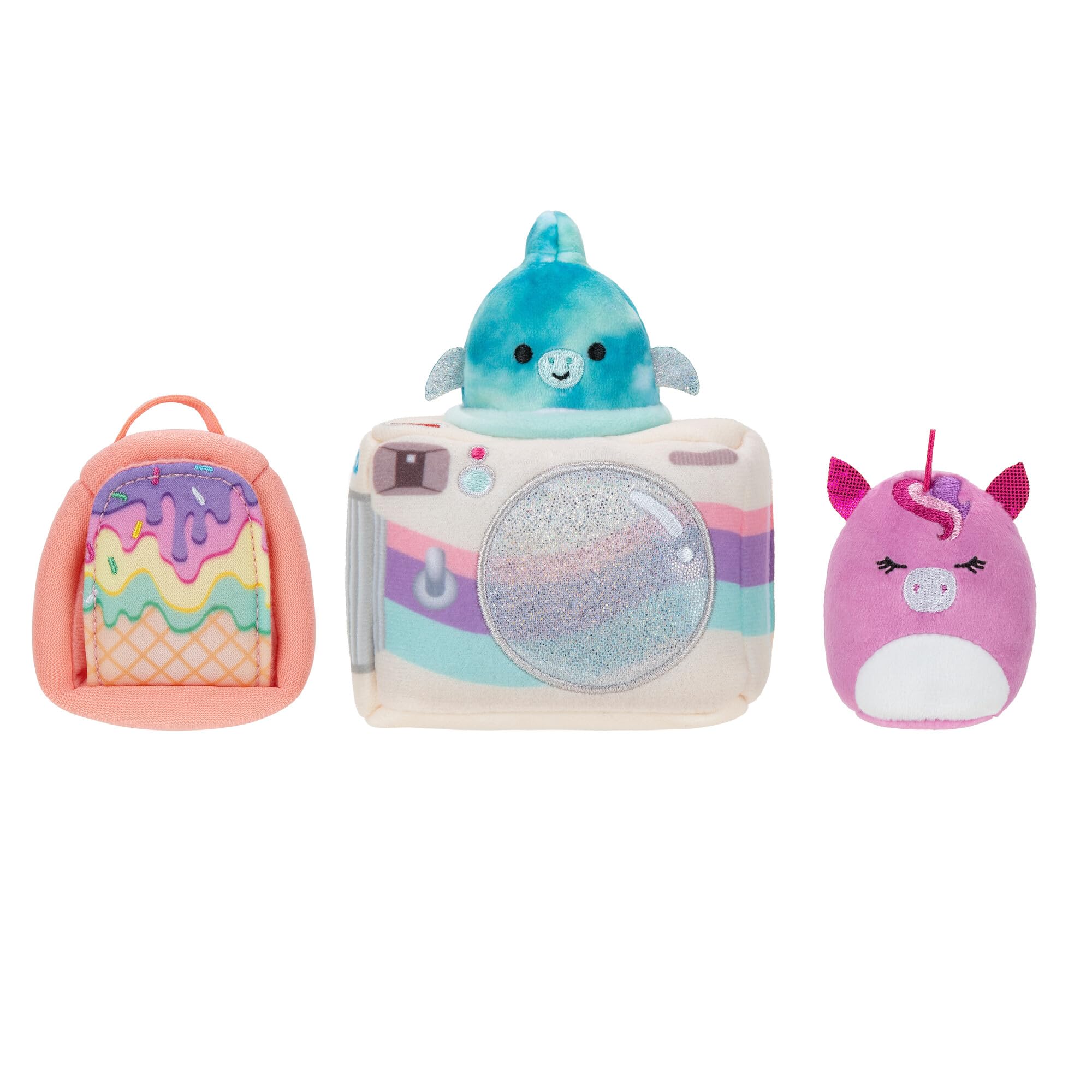 Squishville SQM0513: Set di accessori - Glam Makover, mini squishmallow super morbidi, personaggi di peluche da 5 cm con accessori