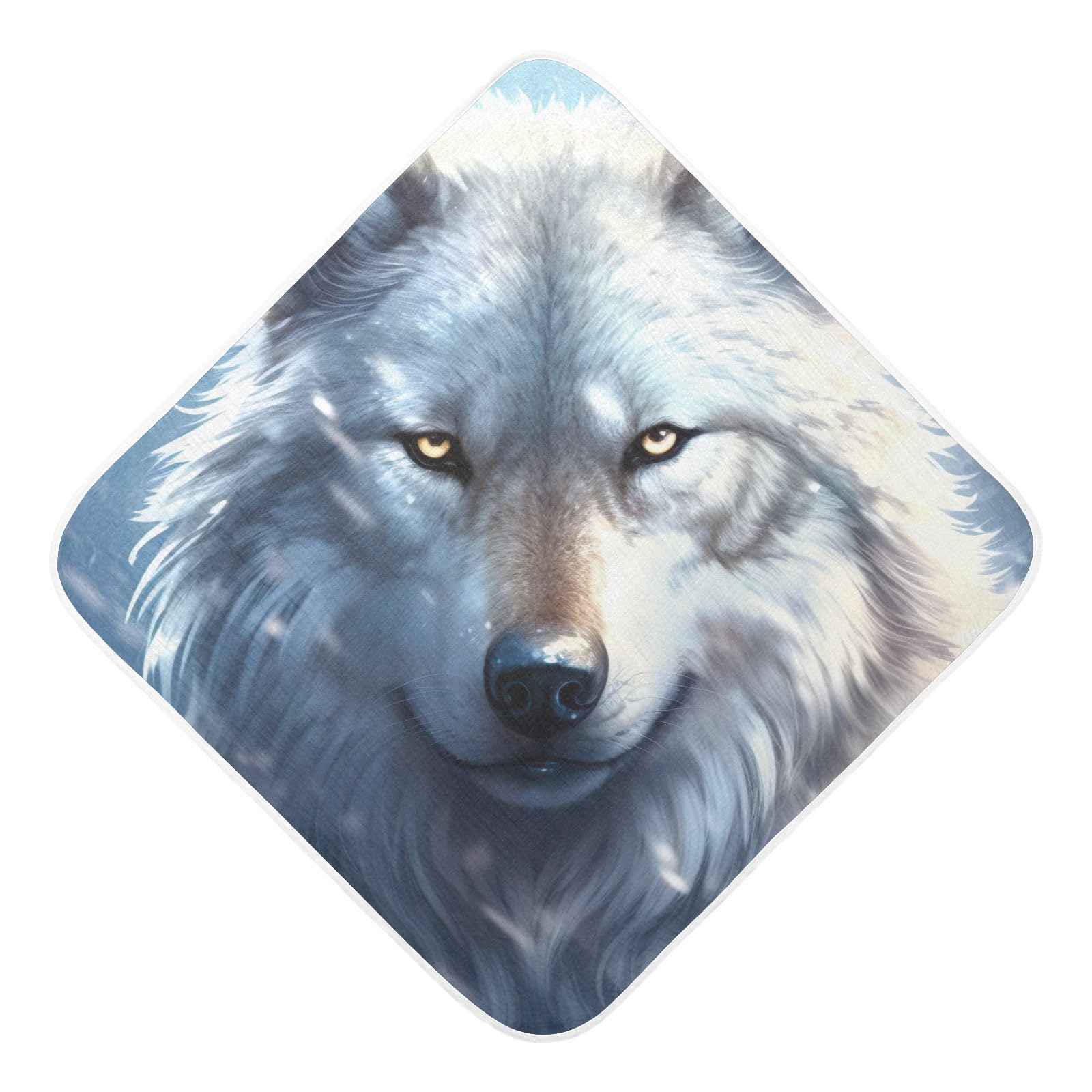 PaChyLuu Winter Wolf Baby Hooded Towel Soft Cotton Baby Towels Ultra Absorbent Bath Towel for Babies Boys Girls, 30x30 Inch