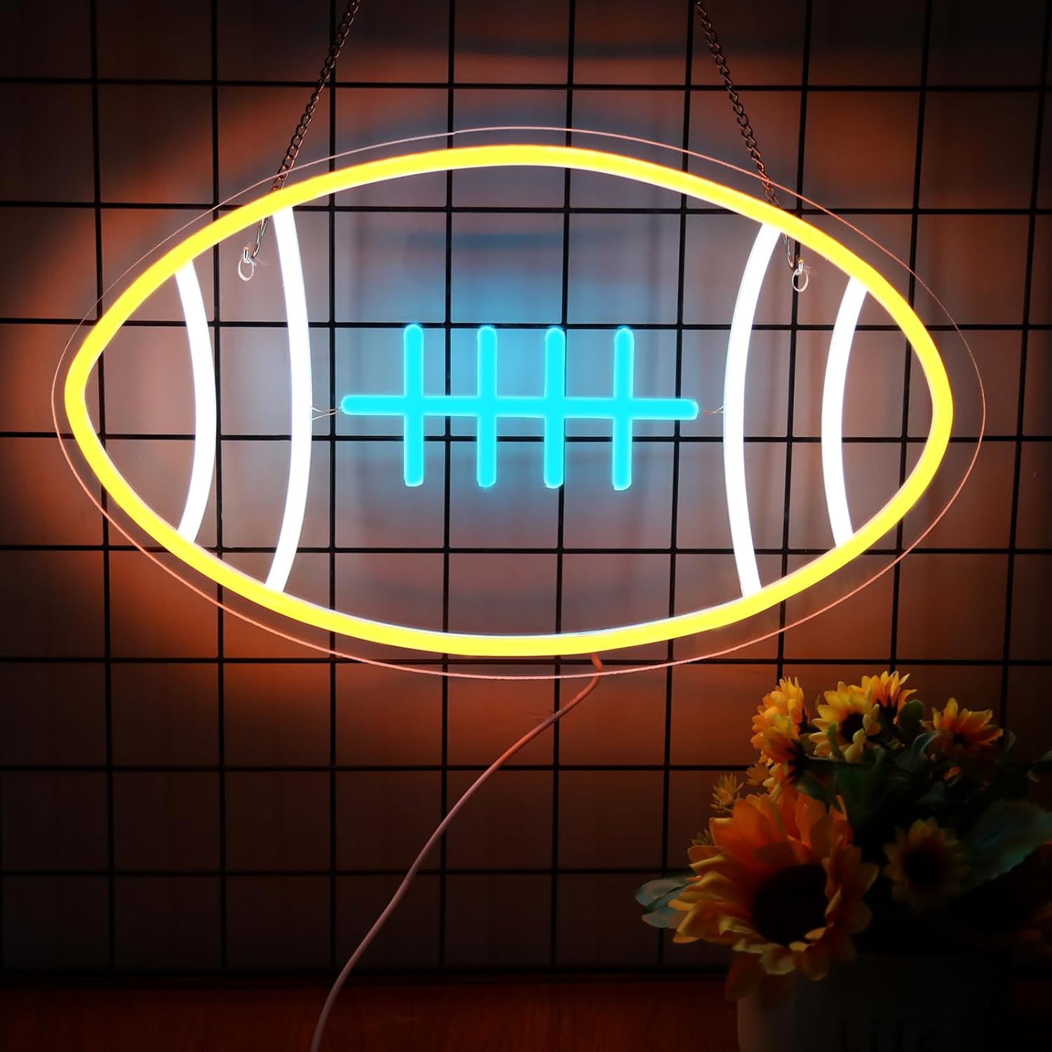 Football Neon Sign For Home Décor,Bedroom Decor,Led Sign,Room Neon Sign,Gym Decor,Sports Neon Sign,Men Women Wall Décor Gift Size 16''