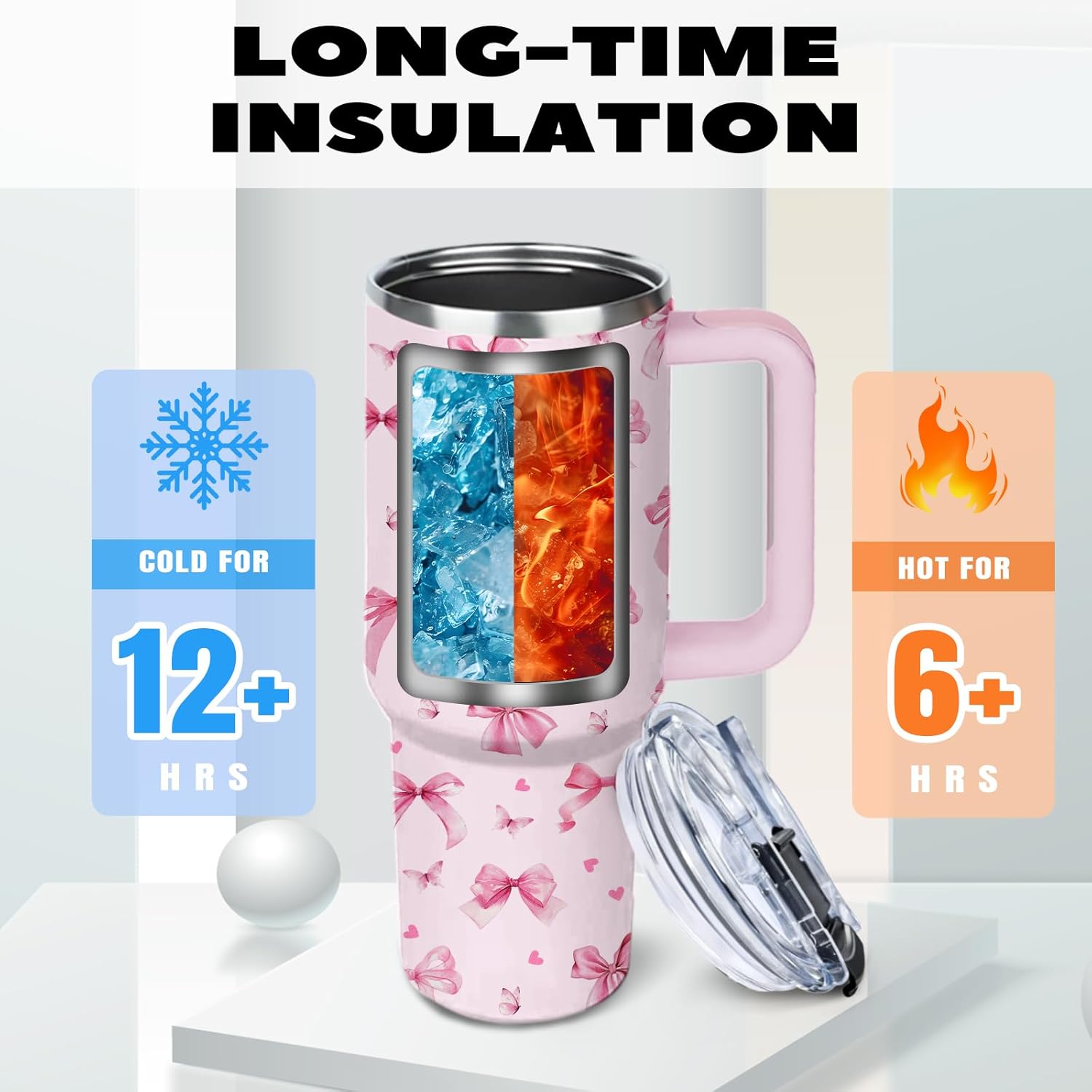 Pink Bow Tumbler For Women, Christmas Stainless Steel Vacuum Tumbler 30 Oz, Birthday Christmas Graduation Gifts For Women Mom Sister Best Friends, Pink Bow Travel Coffee Insulated Cup - Image 2