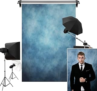 5x7ft/1.5m(W) x2.2m(H) Blue Headshot Background Blue Texture Portrait Photography Microfiber Backdrop Photo Studio Props
