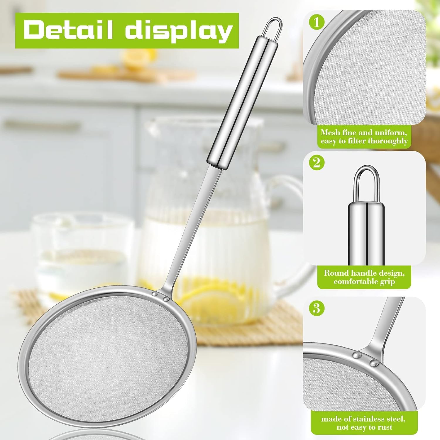 Aieraczy 10cm Skimmer Spoon, Spider Strainer Skimmer, Spider Cooking Utensil, Slotted Spoon - Image 4