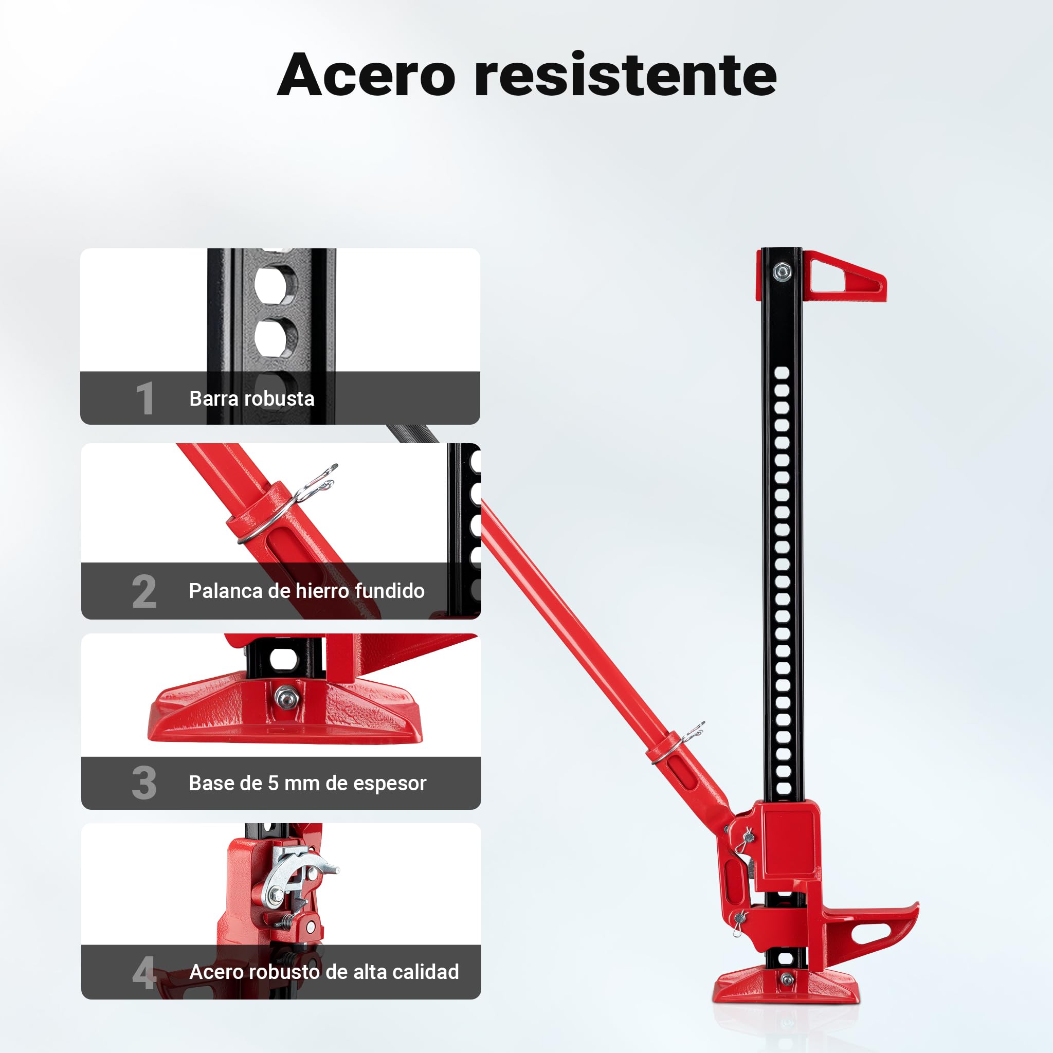 WilTec Gato Elevador hasta 3000 kg y Altura de elevación máx. 76 cm, Dispositivo agrícola, Palanca para vehículos Todoterreno, SUV y ATV, Multiuso, de Acero