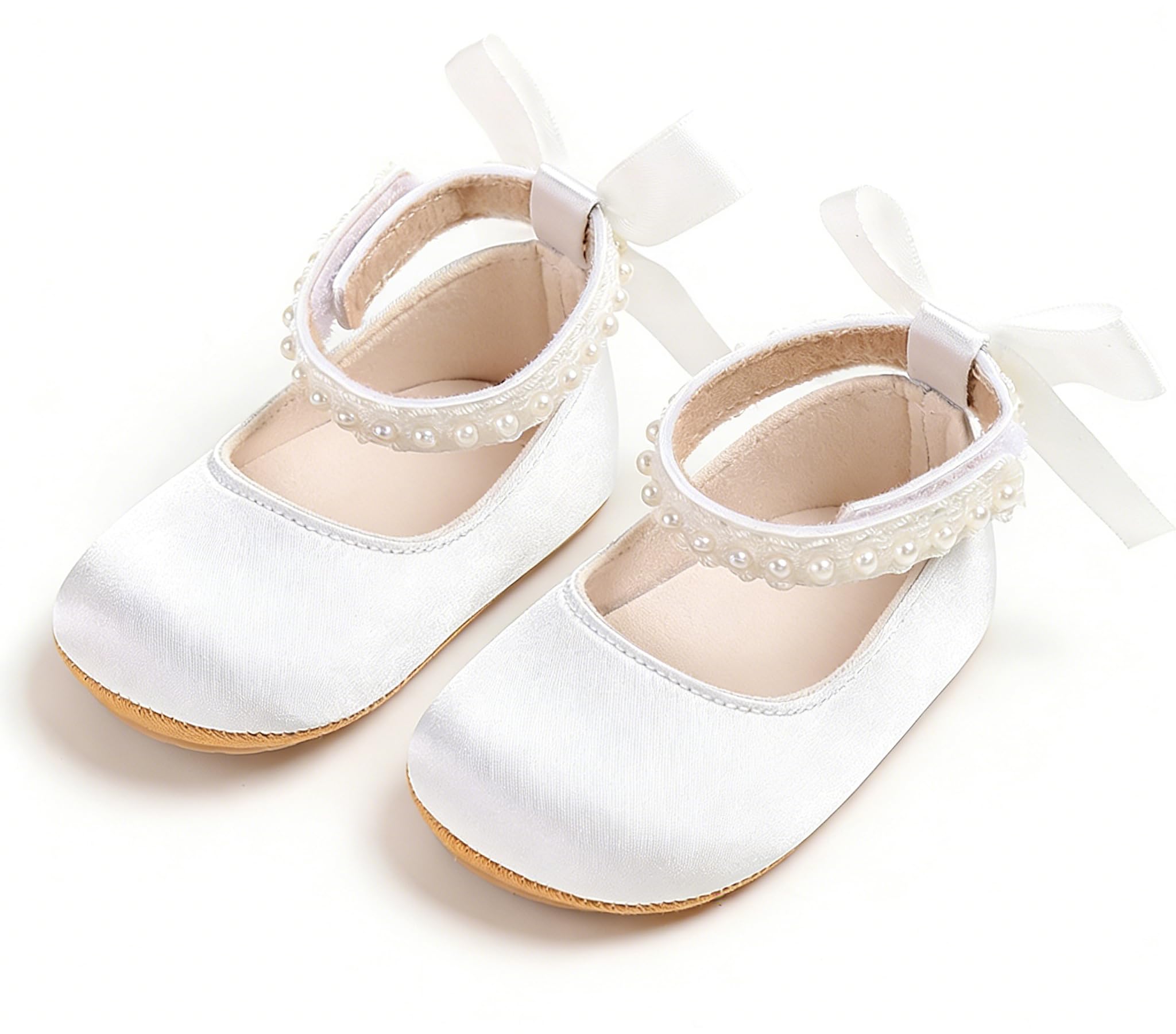Mary Jane - Scarpe da bambino con fiocco e perla, per bambine da 0 a 18 mesi