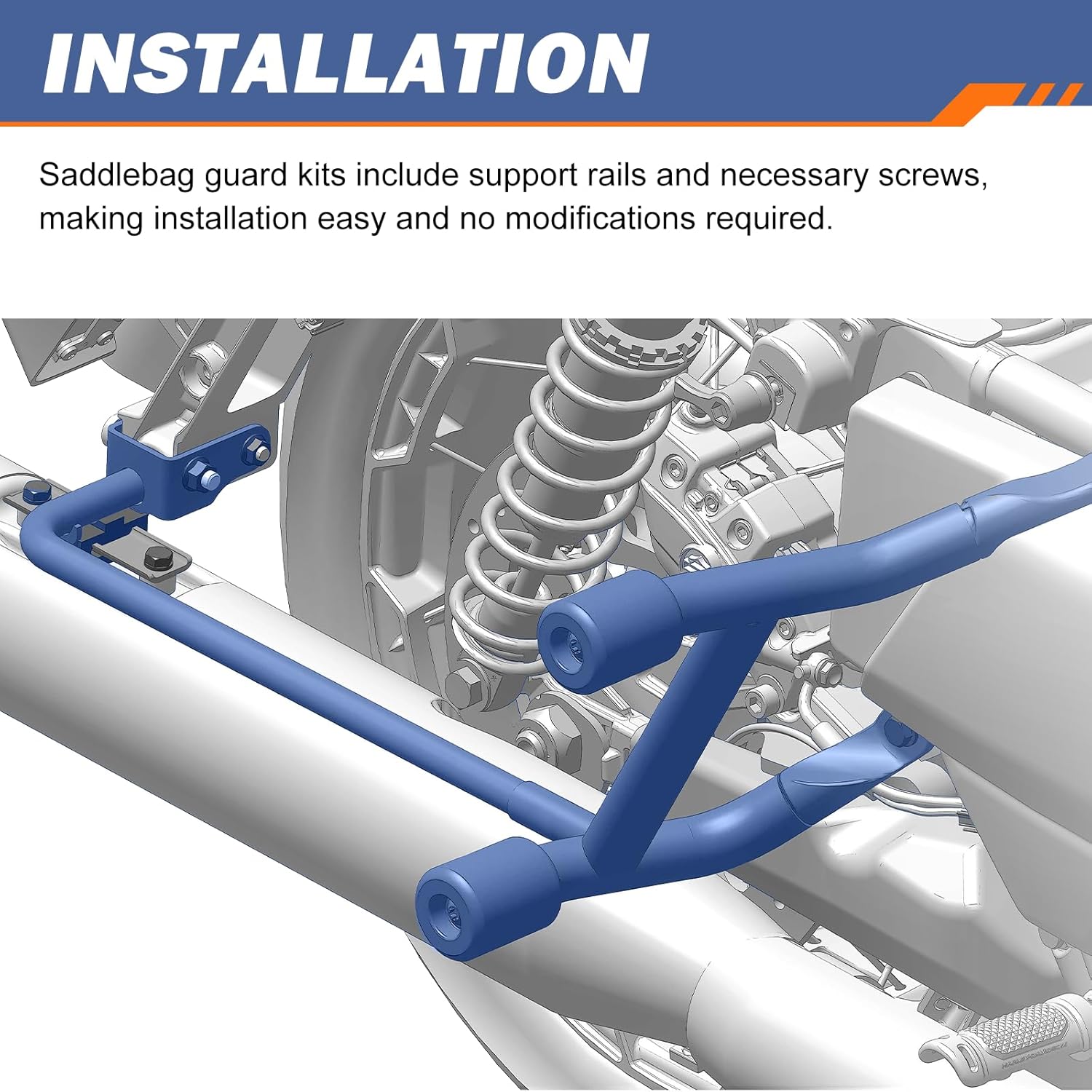 Saddlebag Guards Rear Crash Bars Tip-Over Bar with Support Rails Protection Kit for Harley Touring 2009-2025 Street Glide Road Glide Road King Electra Glide Ultra Limited CVO