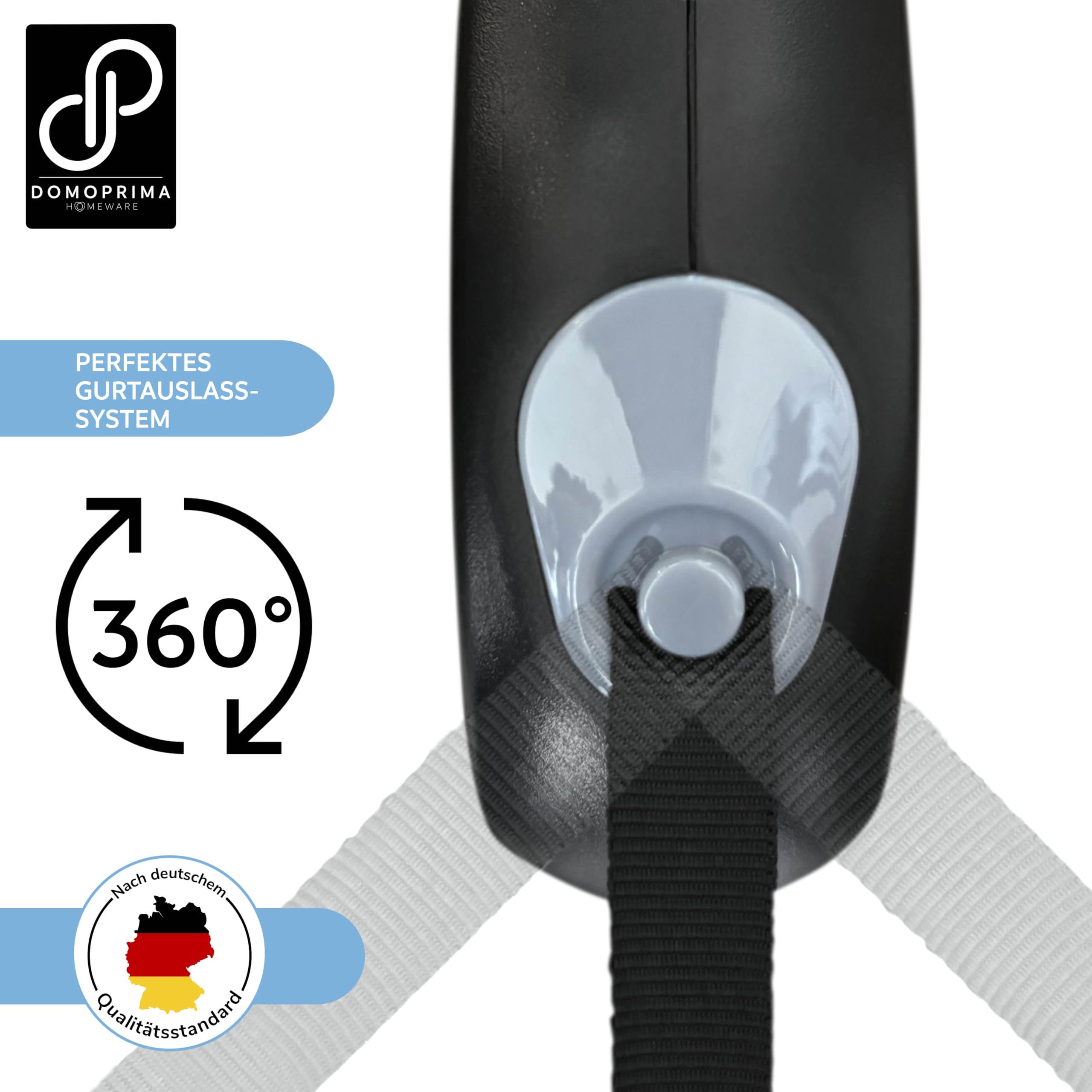 DOMOPRIMA Rollleine in 3 Größen (S,M,L) und 4 Farben (grau, blau, grün, pink) - Robuste und sichere Hundeleine für kleine, mittlere und große Hunde. Flexibel. (Grau, L)