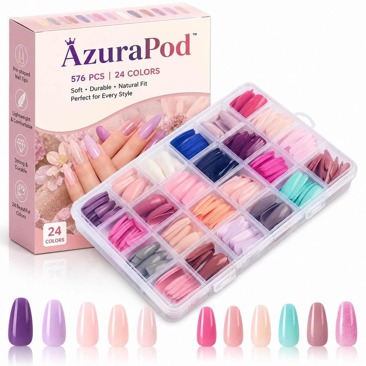 Press On Nails for Women & Girls, Sets Reusable False Nail Extensions with Glue Tabs, Stick On Manicure Kit, Random Colors & Designs for Parties, Weddings & Daily Wear-image-21