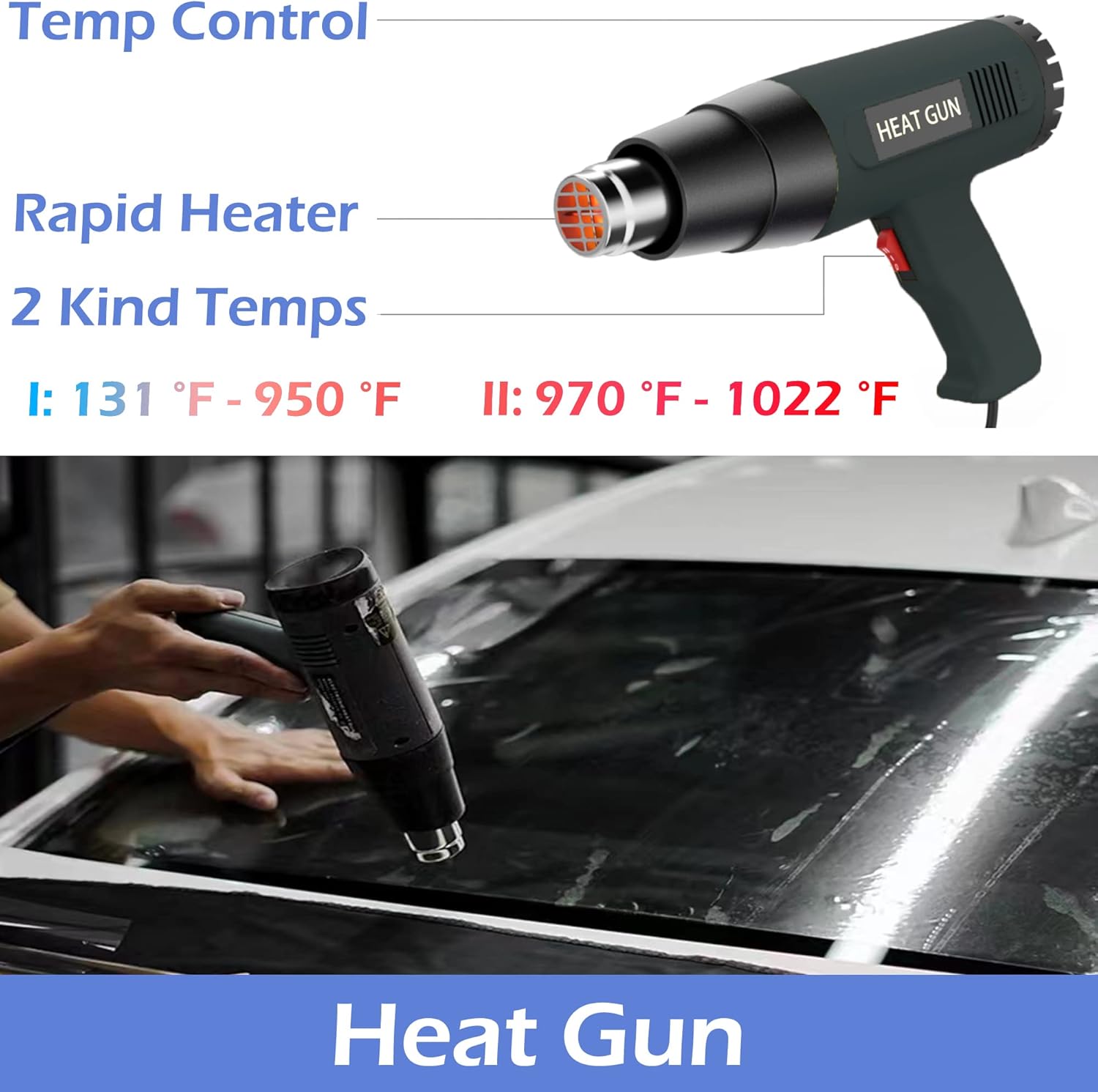 Spanno Automotive Car Window Tint Tools - Vinyl Wrap Kit Includes Heat Gun, Vinyl Cutter, Squeegee, Magnets, Gloves