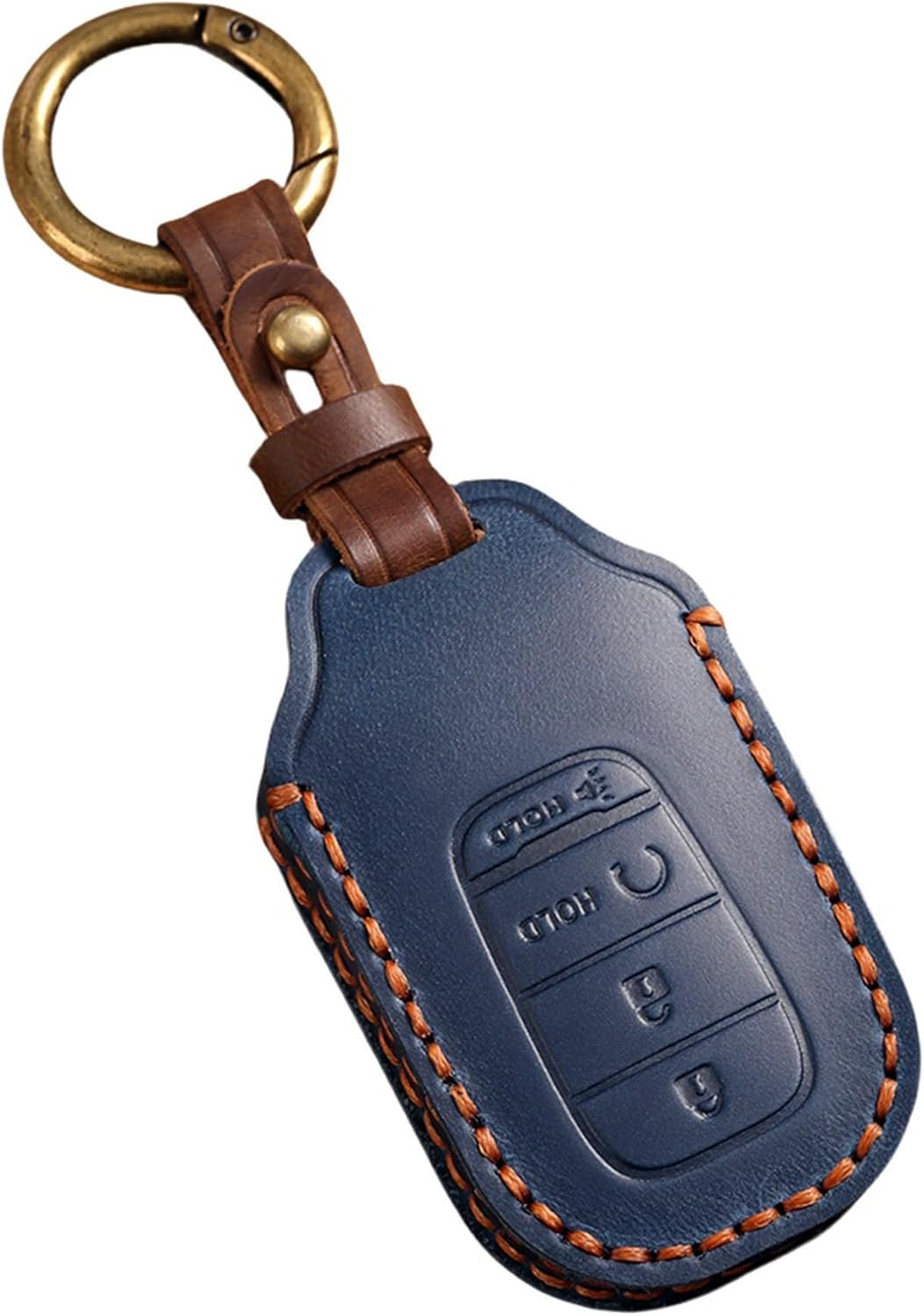 Vintage Leather 4-Button Key Fob Cover Case for Honda Civic Accord CRV HRV Pilot 2023 2024 2025 2026, Handmade Crazy Horse Leather, Blue