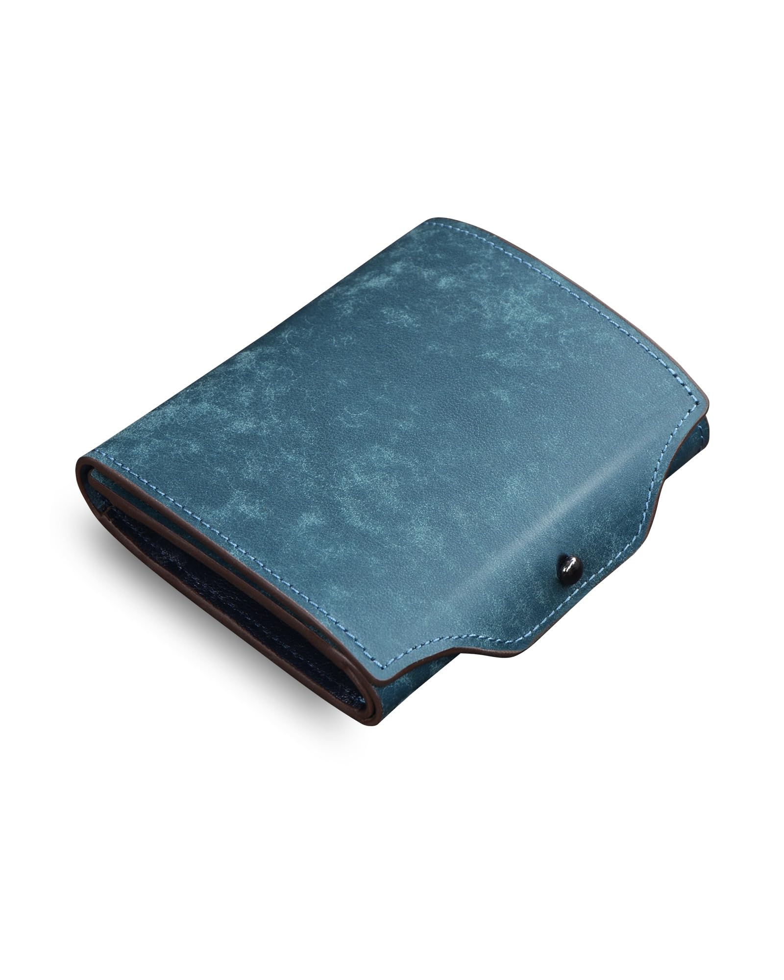 ObiOri Pueblo Leather Trifold Wallet Blue Box Coin Purse Made in Japan