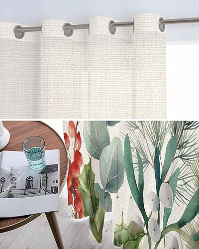 Miniatura 5 de Cortinas traslúcidas retro de eucalipto de 96 pulgadas de largo, juego de 2 paneles de cortinas para cocina, dormitorio, sala de estar, puerta,