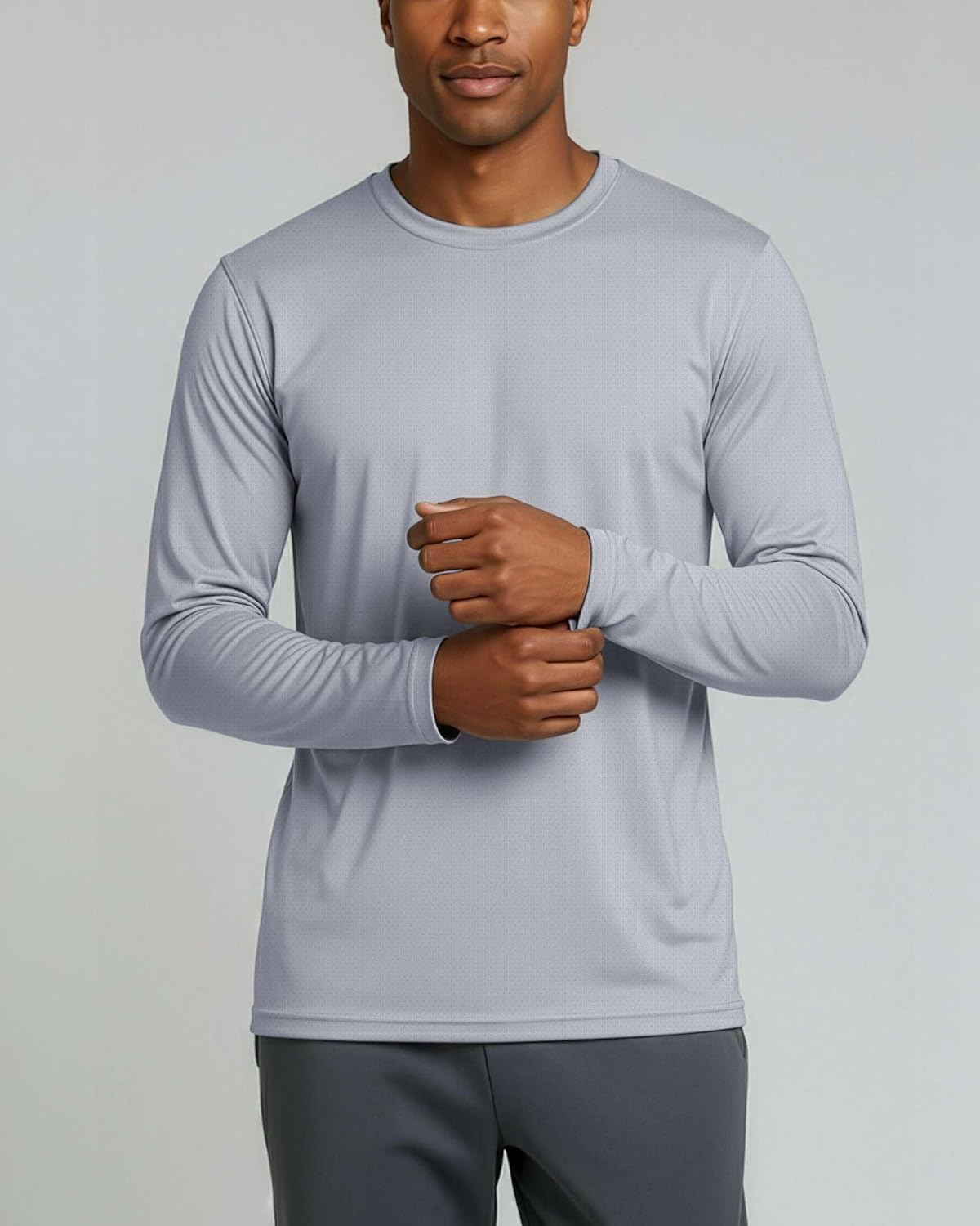 Real Essentials 3 & 5 Pack: Men's Mesh Quick Dry Athletic Long Sleeve T-Shirt UPF SPF UV Sun (Available in Big & Tall) - Image 4