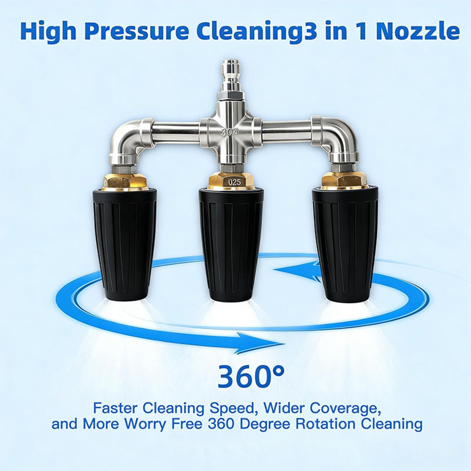 Boquilla de Triple 4000PSI Rotación de 360 Grados, para Limpieza