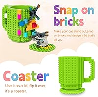Vista 2 de Fubarbar - Taza de café novedosa con diseño de ladrillo para niños, taza de construcción con pajilla, divertido regalo de Navidad/cumpleaños