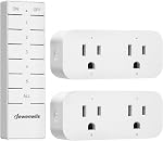 DEWENWILS Wireless Remote Control Outlet, 2 Independent Control Sockets Electrical Remote Light Switch, No Interference Remote Outlet Switch, No Wiring, 15A/1875W, 100 FT Range