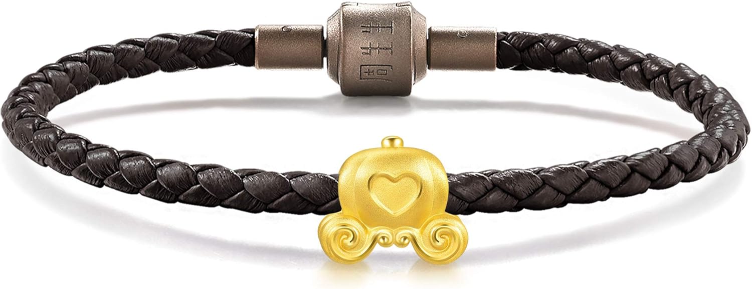 CHOW SANG SANG 999 24K Solid Gold Fairytale Carriage Mini Charm Bracelet for Women 92314C