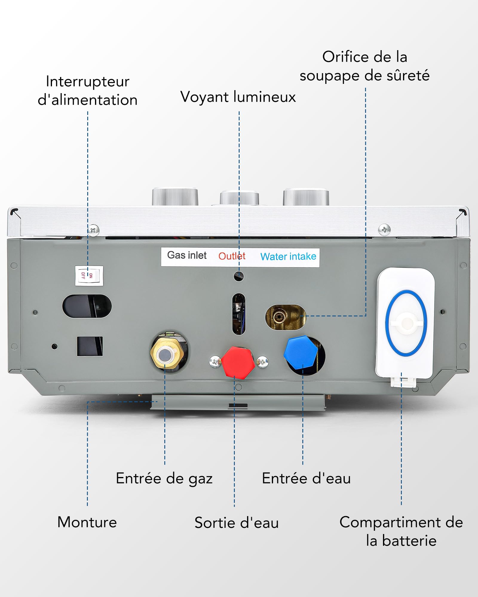 CO-Z Chauffe-Eau à Gaz Instantané 30,6kW GPL Débit 18L/min Utilisation Extérieures Portable Alimentation Butane Propane LPG Mode Hiver/Eté