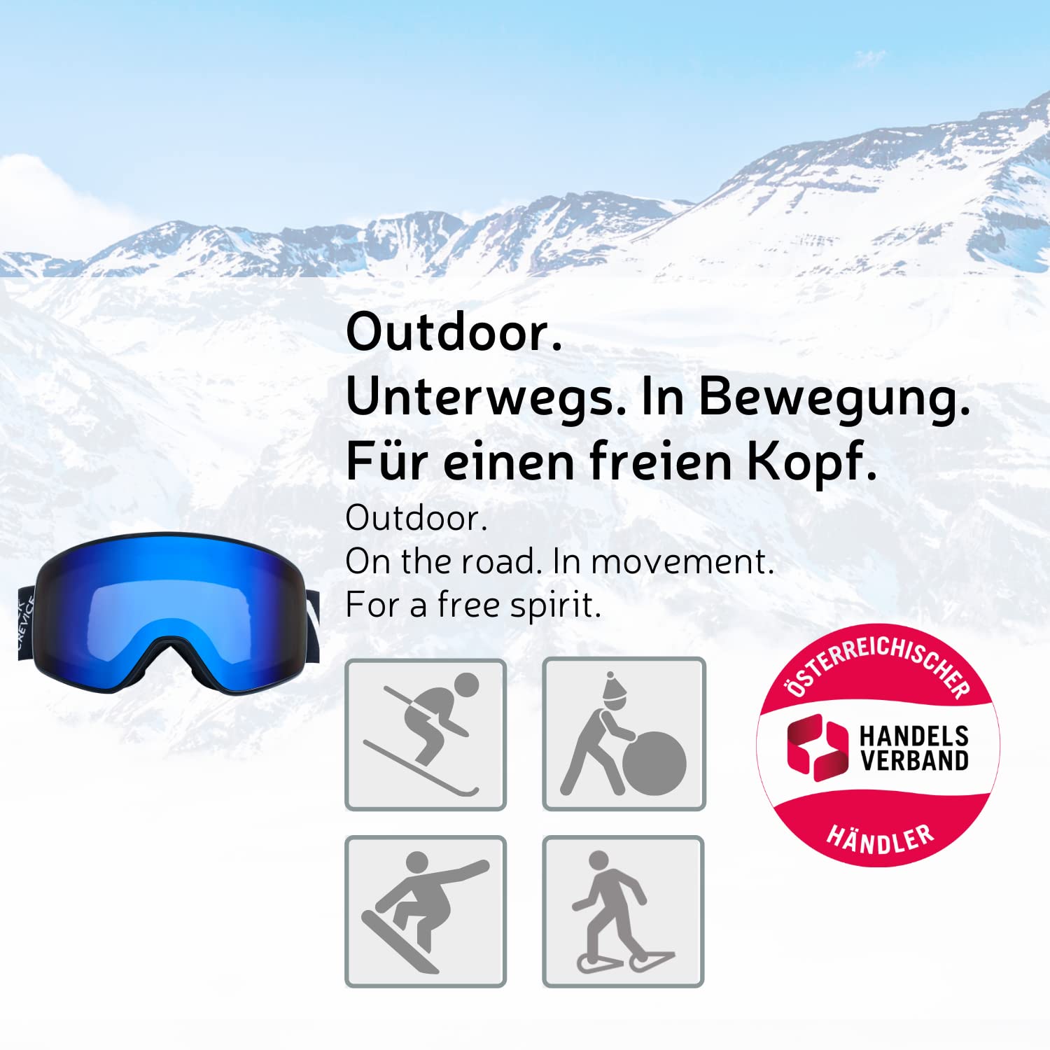 Black Crevice Skibrille Schladming I Ski-Brille in verschiedenen Farben I Skibrille Herren & Damen mit bruchfester Doppelscheibe I Anti-Fog-Beschichtung & UV 400 Schutz I größenverstellbar