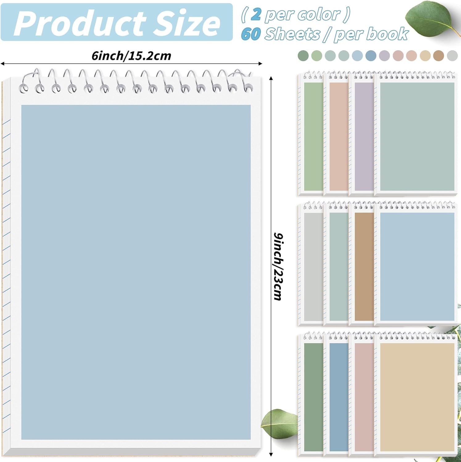 24 Pack Steno Pads 6 x 9 in Spiral Top Notebook Bulk 12 Retro Color Note Pad 60 Sheets Gregg Rule Writing Paper Steno Notebooks for Students Teachers Men Women Professionals Office School Recording