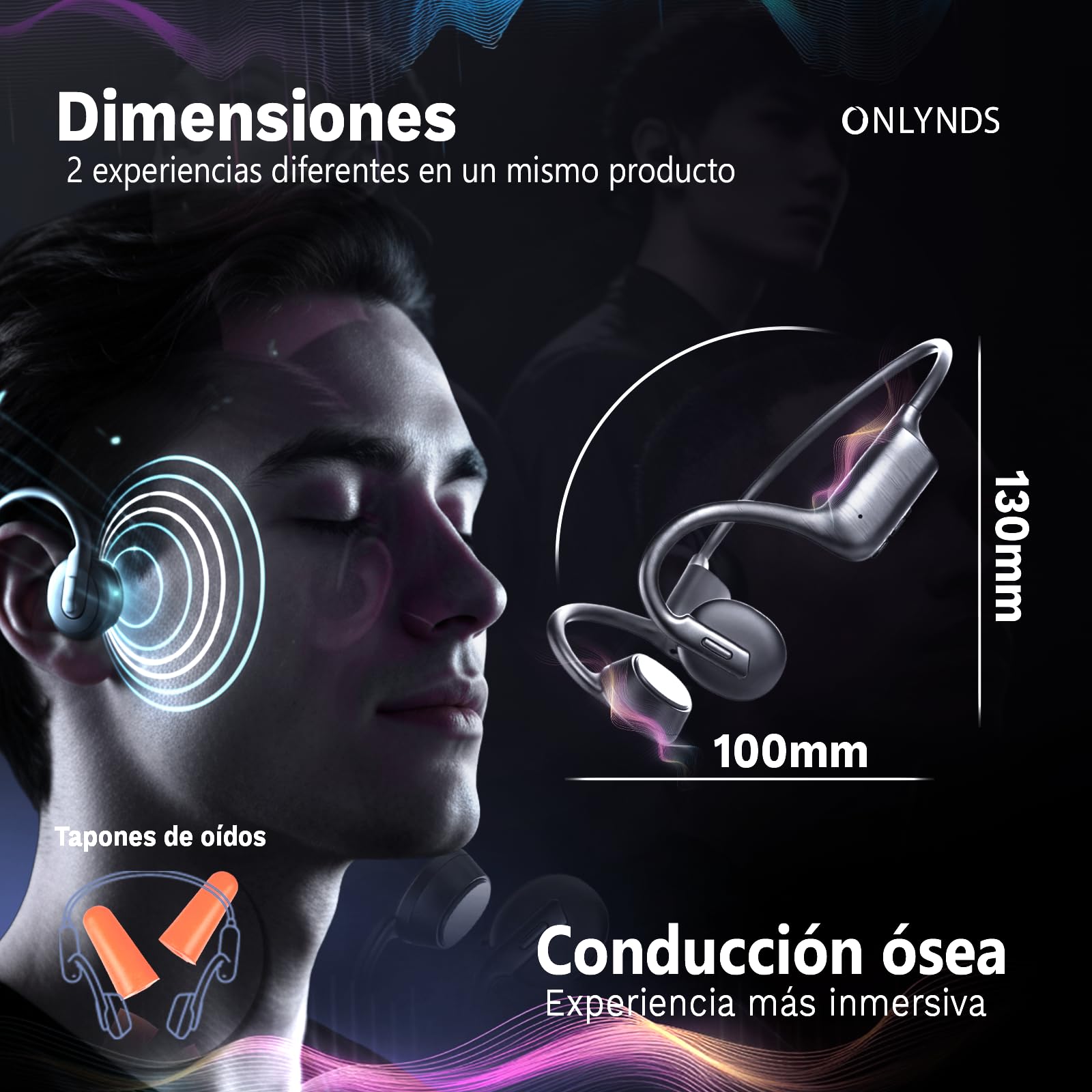 Onlynds Super Auriculares Conduccion Osea Premium Bluetooth 5.4 | Cascos Open Ear Inalámbricos IPX5 | ULTRALIGEROS | Resistentes al Sudor y Lluvia | Bolsa Impermeable INCLUIDA. — view 6