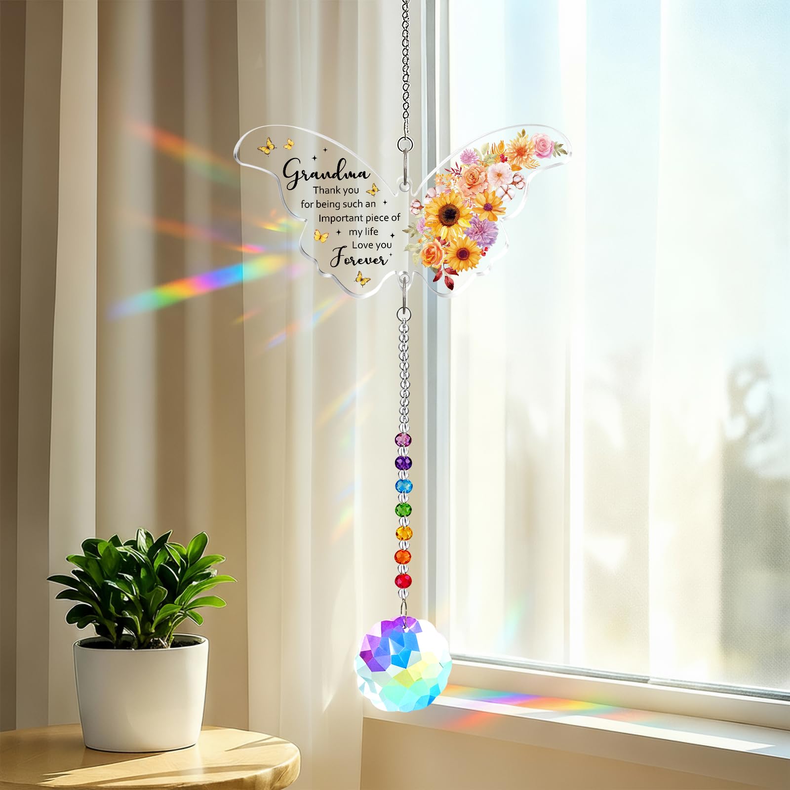 Shaeotek Grandma Birthday Gifts For Butterfly Suncatcher Acrylic Plaque Decor, Birthday Gifts From Grandkids, For Grandmother