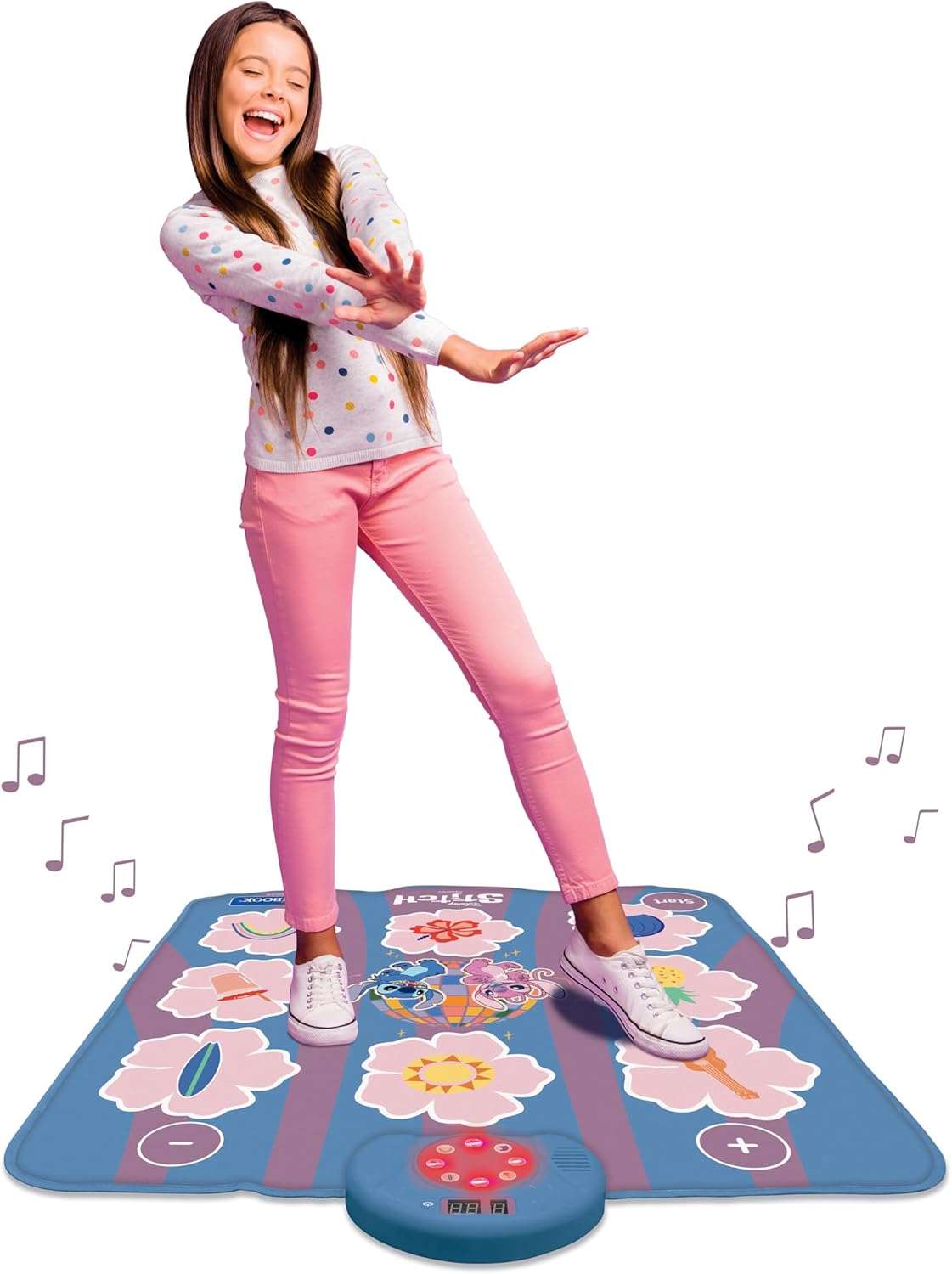 Lexibook, Disney Stitch, Bluetooth and Luminous Electronic Dance Mat with 6 Game Modes, Pink, DM10D
