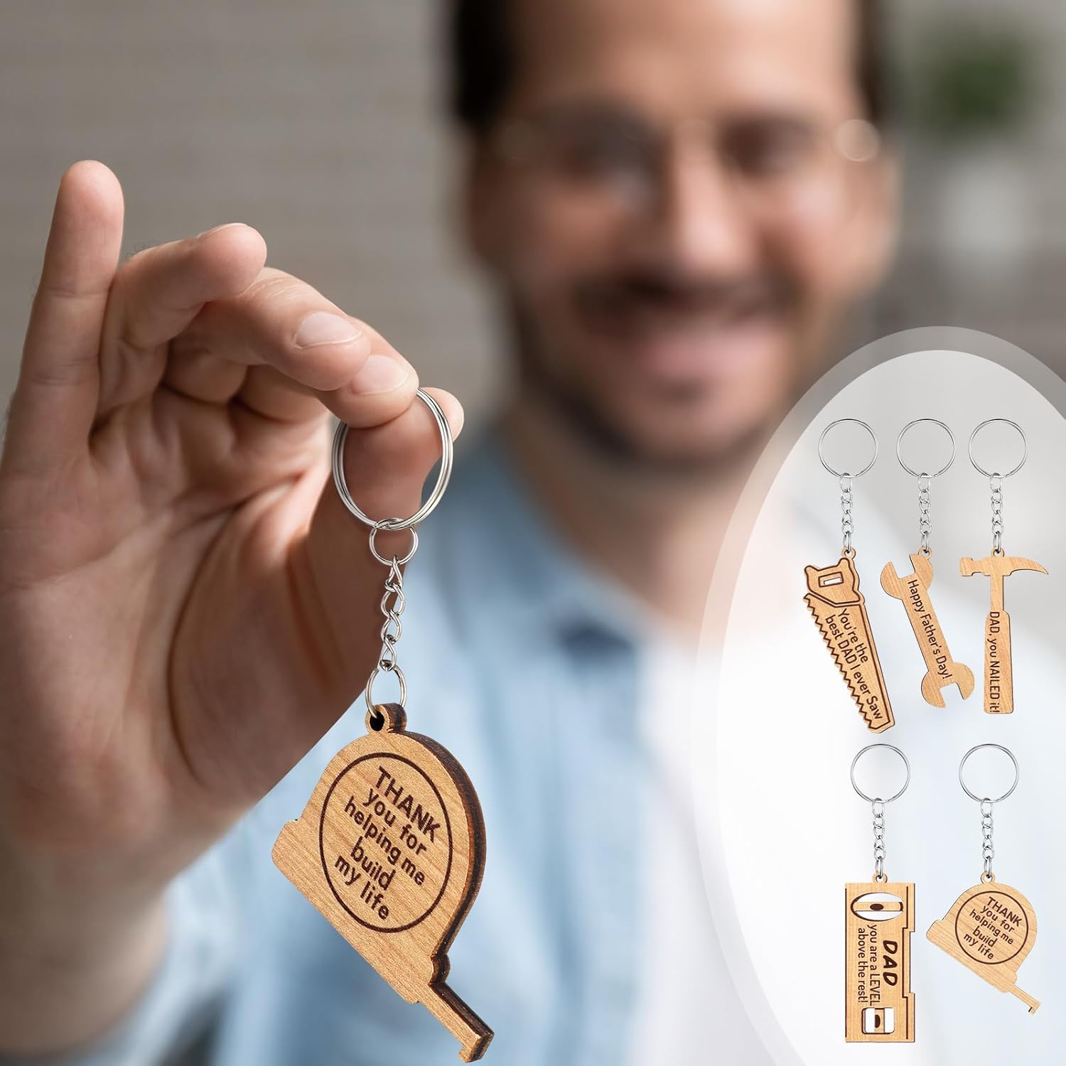 120 Pcs Christian Church Bulk Father's Day Keychains Dad Men Thank You Keychain Inspiration Gifts Men Dad Church Theme Party Supplies (Simple Style)