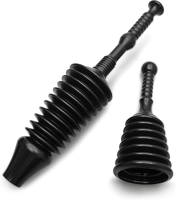 OUTSTANDER - Sink and Toilet Plunger, Pack of 2 Plungers, Strong and Flexible Toilet Unblocker Clears Toilets of All Types, Drain Plunger Unblocks Clogged Drains, Sinks & Showers in Bathroom & Kitchen