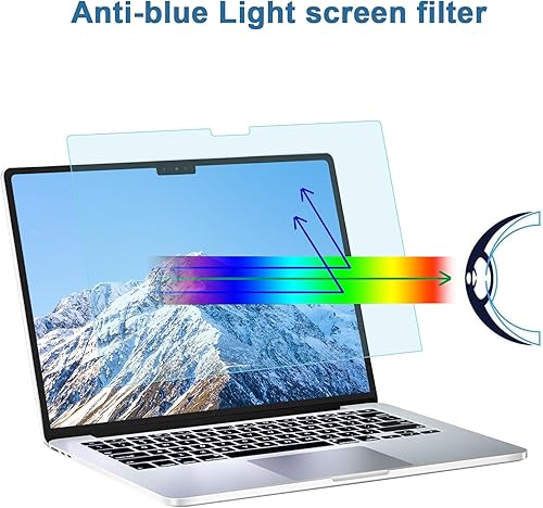 Miniatura 2 de MOSISO Paquete de 2 protectores de pantalla de bloqueo de luz azul compatibles con MacBook Air de 15 pulgadas 2024 2023 A3114 A2941 M3 M2, película