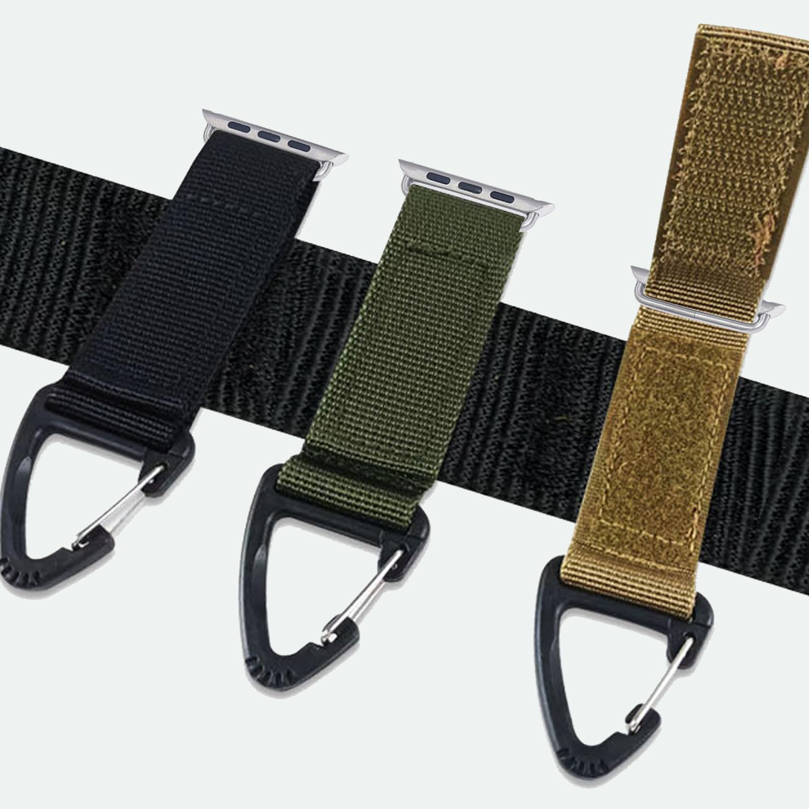 Nylon Strap Compatible With Apple Watch Fob Clip Holder Carabiner