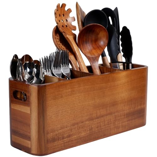 Liberal Brightdeer Wooden Kitchen Utensil Holder Organizer