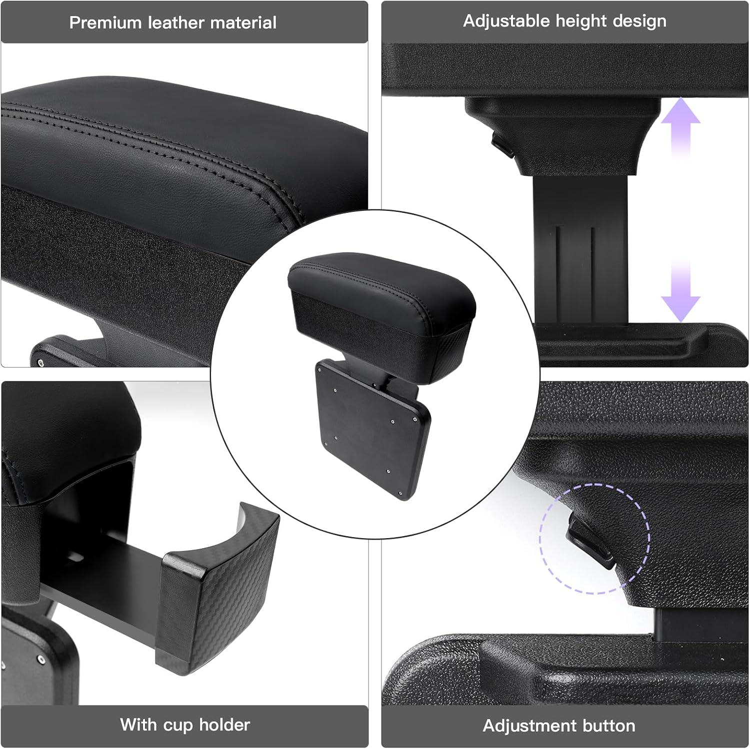 LUWU Car Console Armrest Box Seat Gap Filler Organizer Auto Armrest Extender Height Adjustable Console Side Storage Box Armrest Organizer w/Cup Holder Universal Comfort Elbow Interior Accessories 2PCS