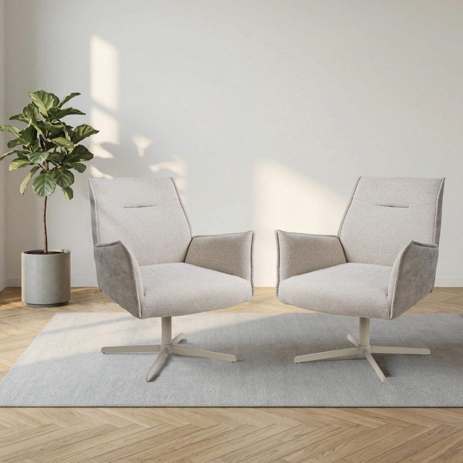 JIEXI Fotel obrotowy, gruba poduszka, fotel akcentowy, krzesła obrotowe 360° do salonu, wysokie oparcie, metalowa podstawa w kształcie litery X, krzesło do sypialni do salonu, sypialni, gabinetu