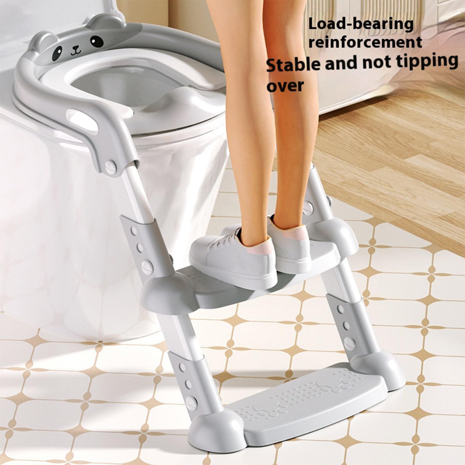 3-fach höhenverstellbarer Töpfchentrainingshocker für Kleinkinder, faltbare Trittleiter, rutschfeste Basis, ergonomisches Design, Toilettensitz, Tritthocker, Toilettensitz
