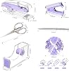 Office Supplies Set Desk Accessory Kit, Acrylic Stapler Set Staple Remover, Tape Dispenser, Binder Clips, Paper Clips, Ballpoint Pen and Scissor with 1000 Pieces 26/6 Staples (Purple)