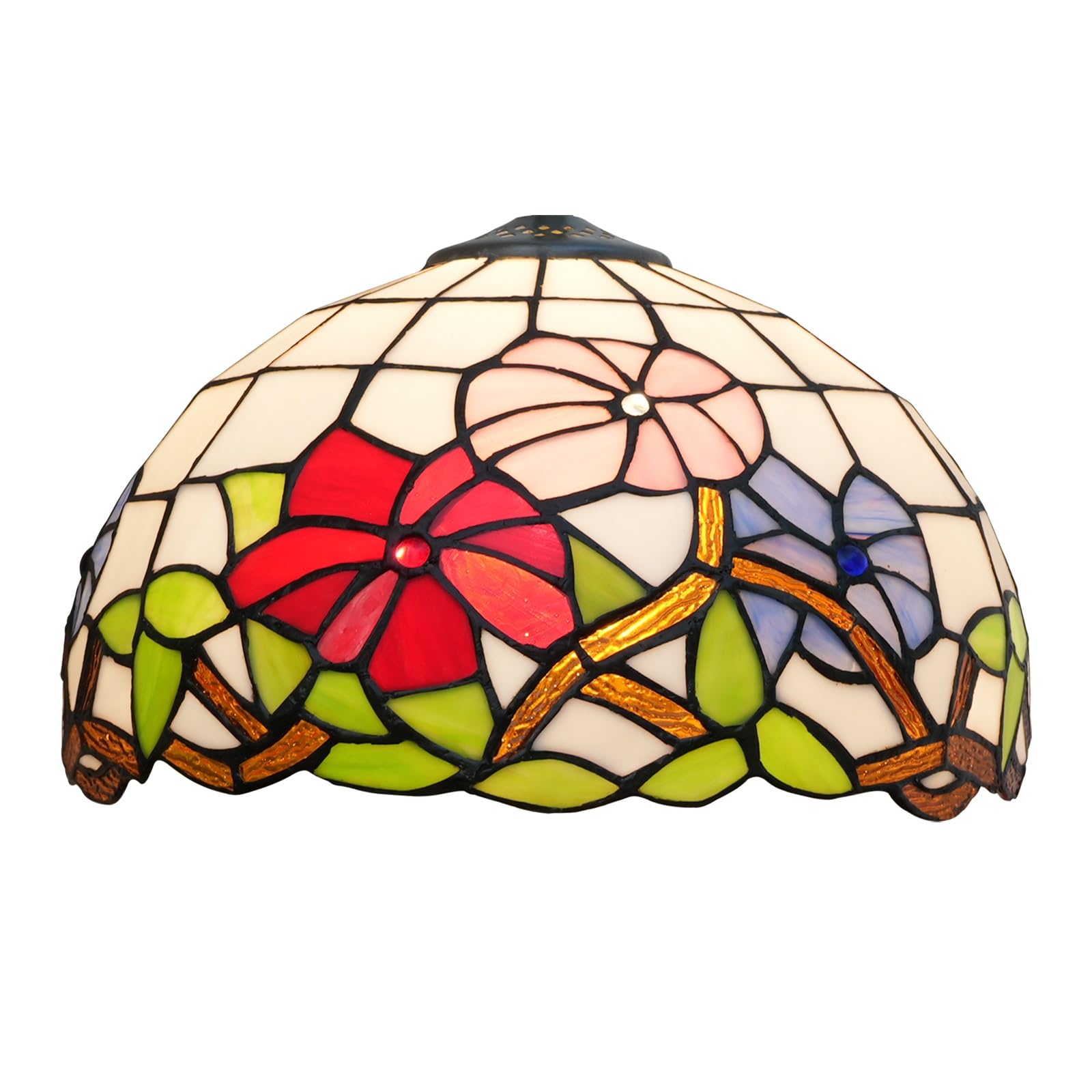 HJRegaFimu Shade Replacement 12" Tricolor Morning Glory Stained Glass Lamp Cover Accessories Fit For Table Pendant Light Floor Lamps