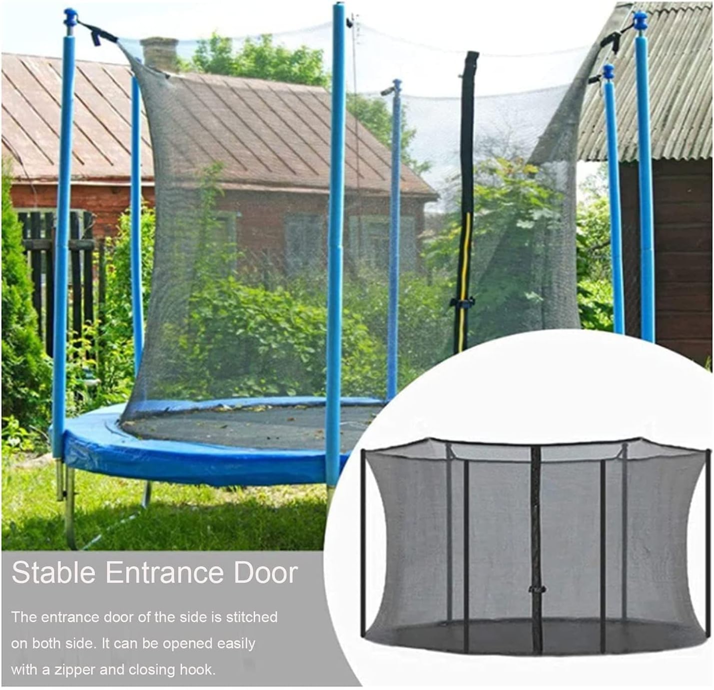 Akcesoria do trampoliny Okrągła trampolina z 8-biegunową wymienną siatką zabezpieczającą 12FT do siatki ochronnej trampoliny Skakanie siatki ochronnej
