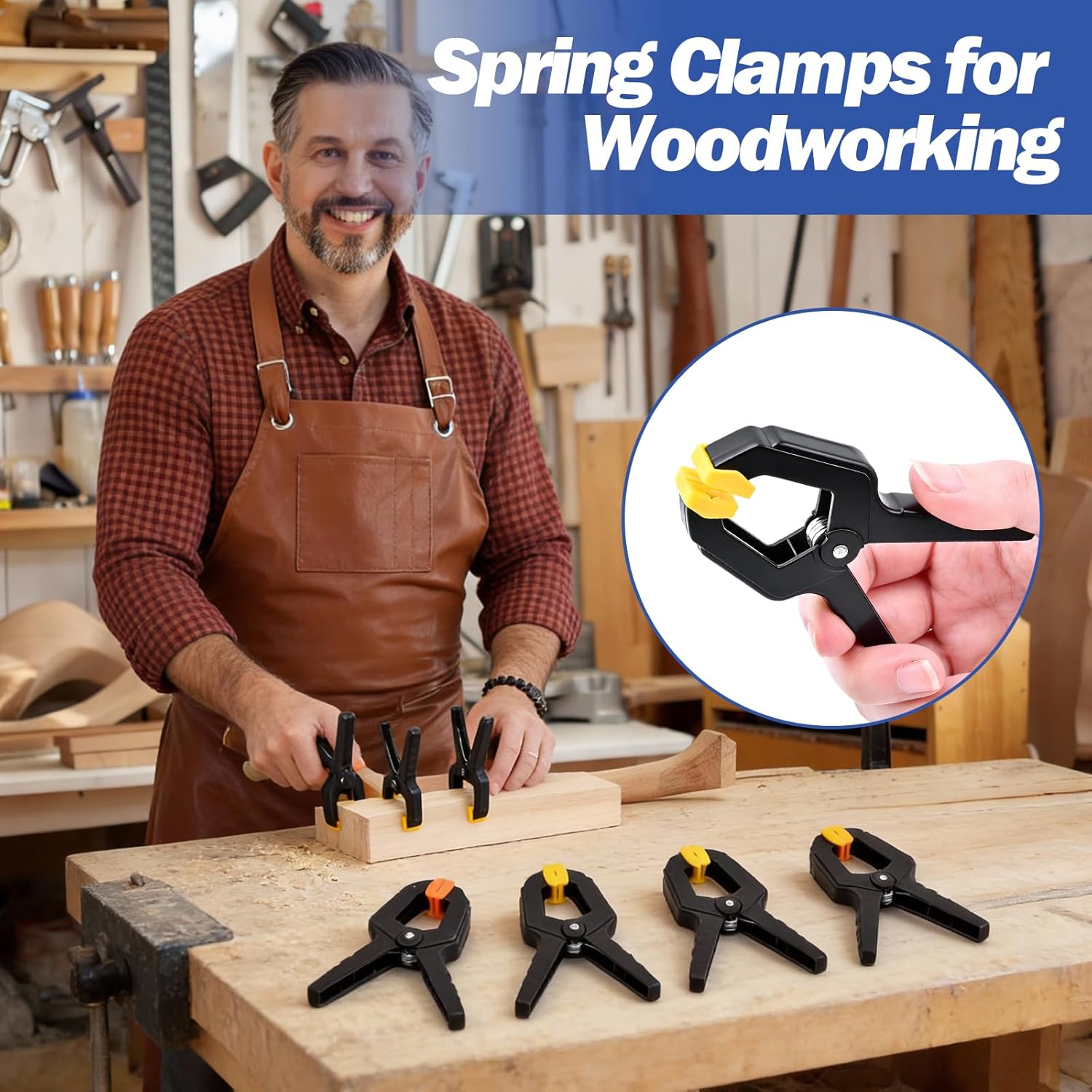 30 Pack Plastic Spring Clamps, 3.5 inch Heavy Duty Clips Spring Clips, Backdrop Clips, Plastic Wood Clamps for Woodworking, Crafts, Small Clamp for Backdrop Stand, Home, Photography Orange Splint