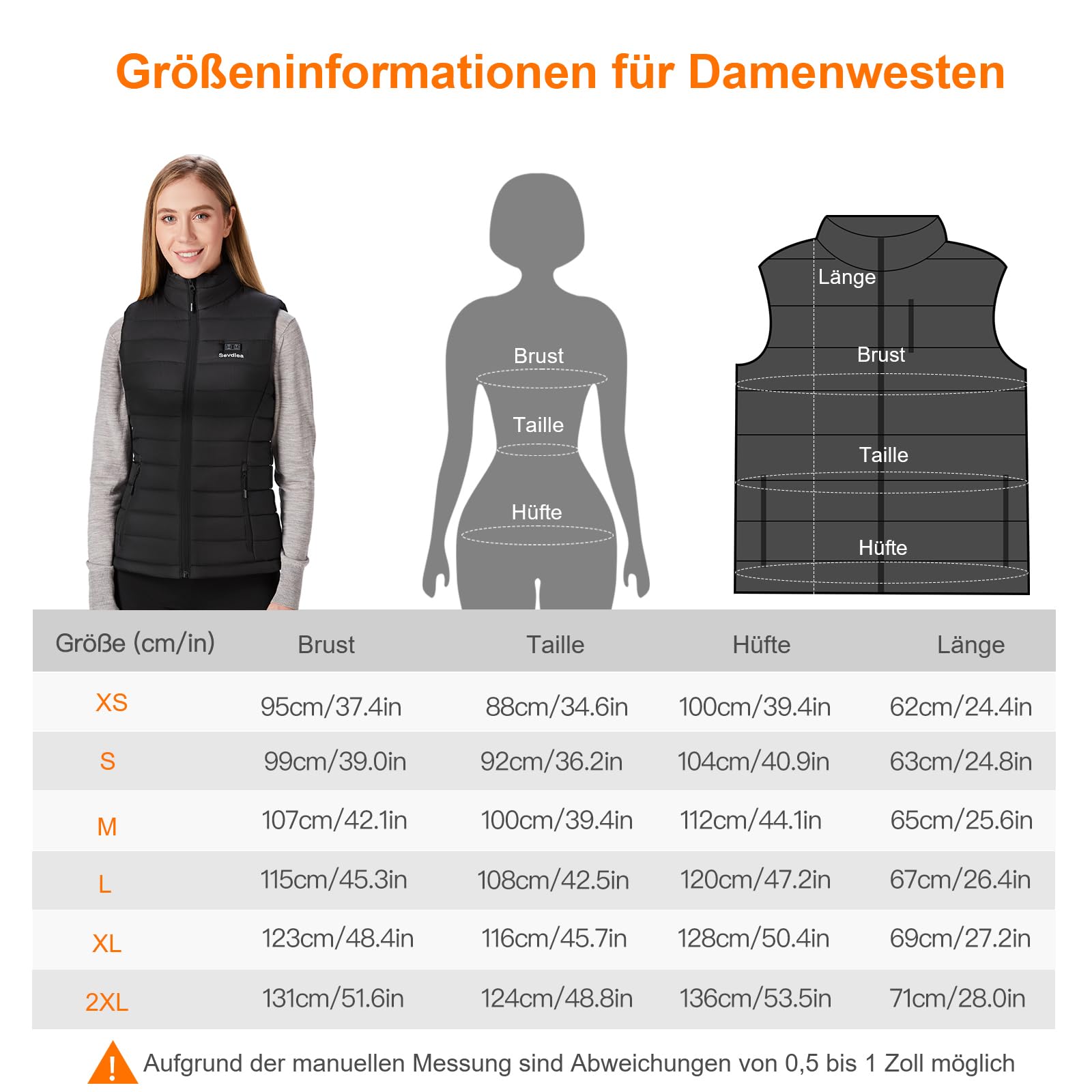 Gilet Riscaldato Donna con Batteria Inclusa 7.4V da 16000mAh, Ricaricabile Gilet Riscaldato con Batteria Inclusa