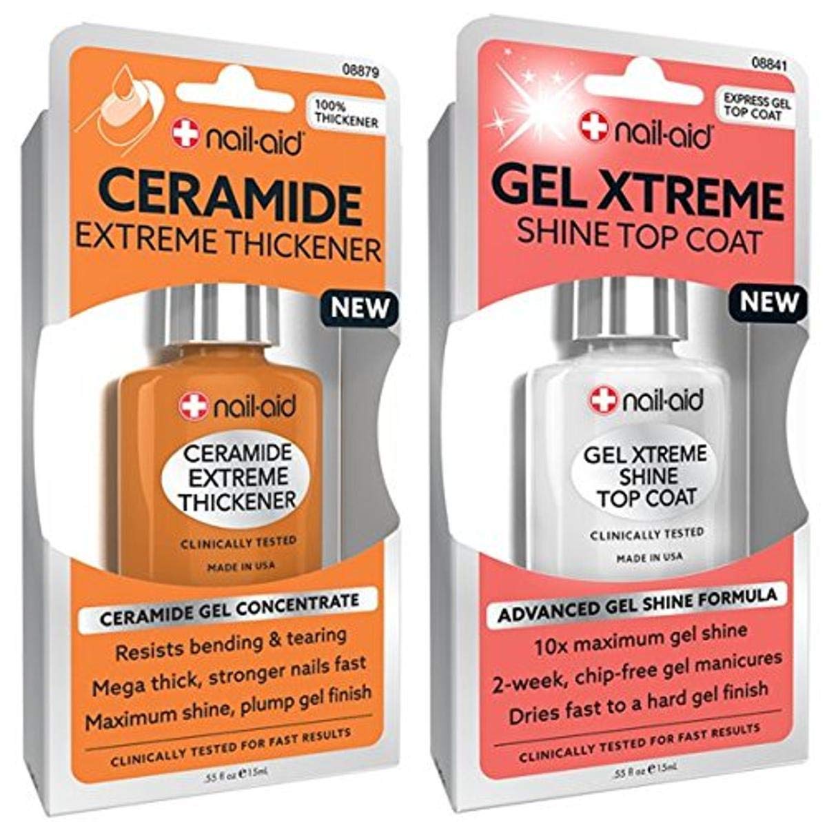 NAIL-AID Ceramide Extreme Thickener + Gel Top Coat, Clear, 2 Count : Beauty & Personal Care